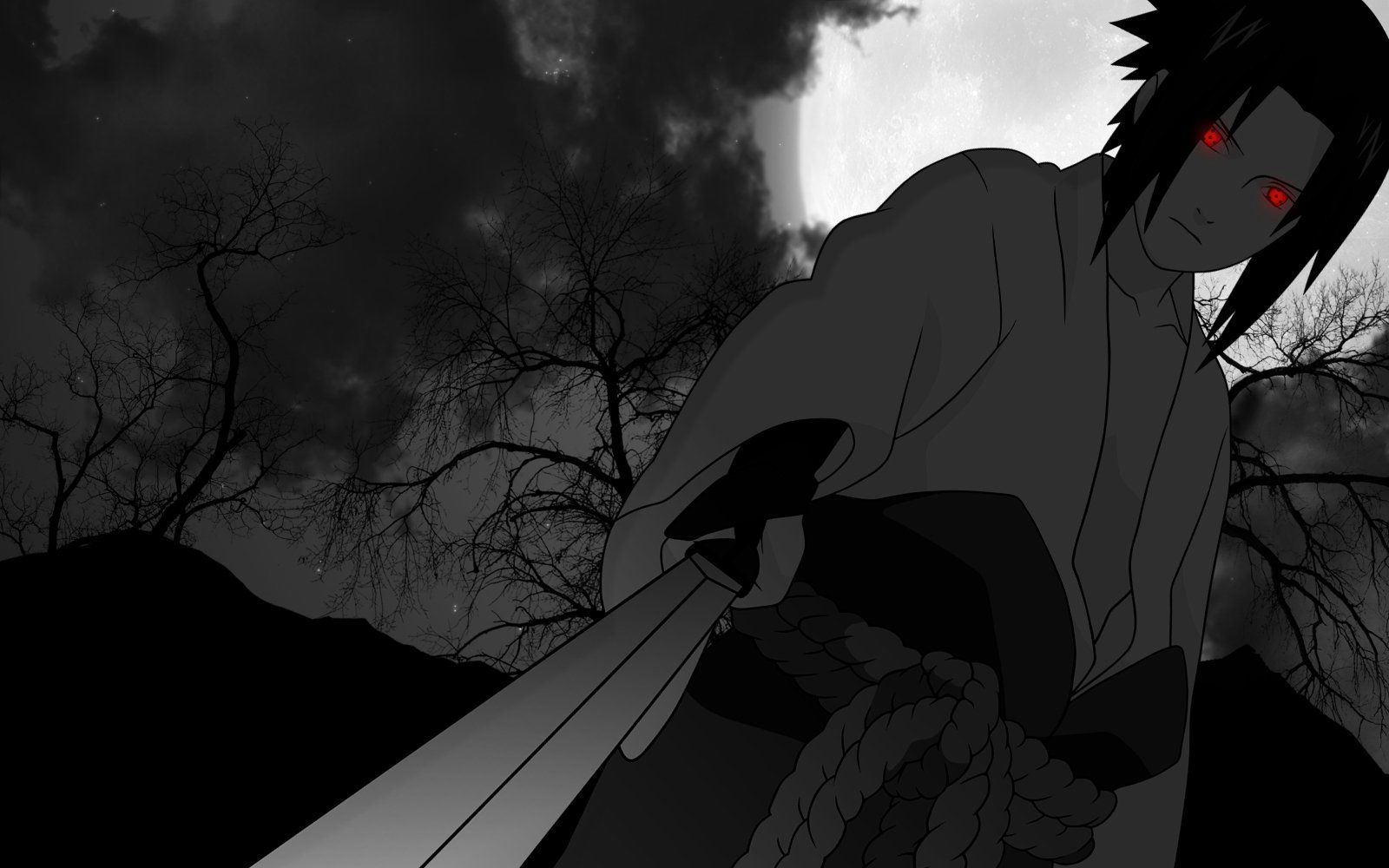 1600x1000 uchiha, Sasuke, Naruto, Shippuden, Sharingan, Selective, Coloring Wallpaper HD / Desktop and Mobile Background