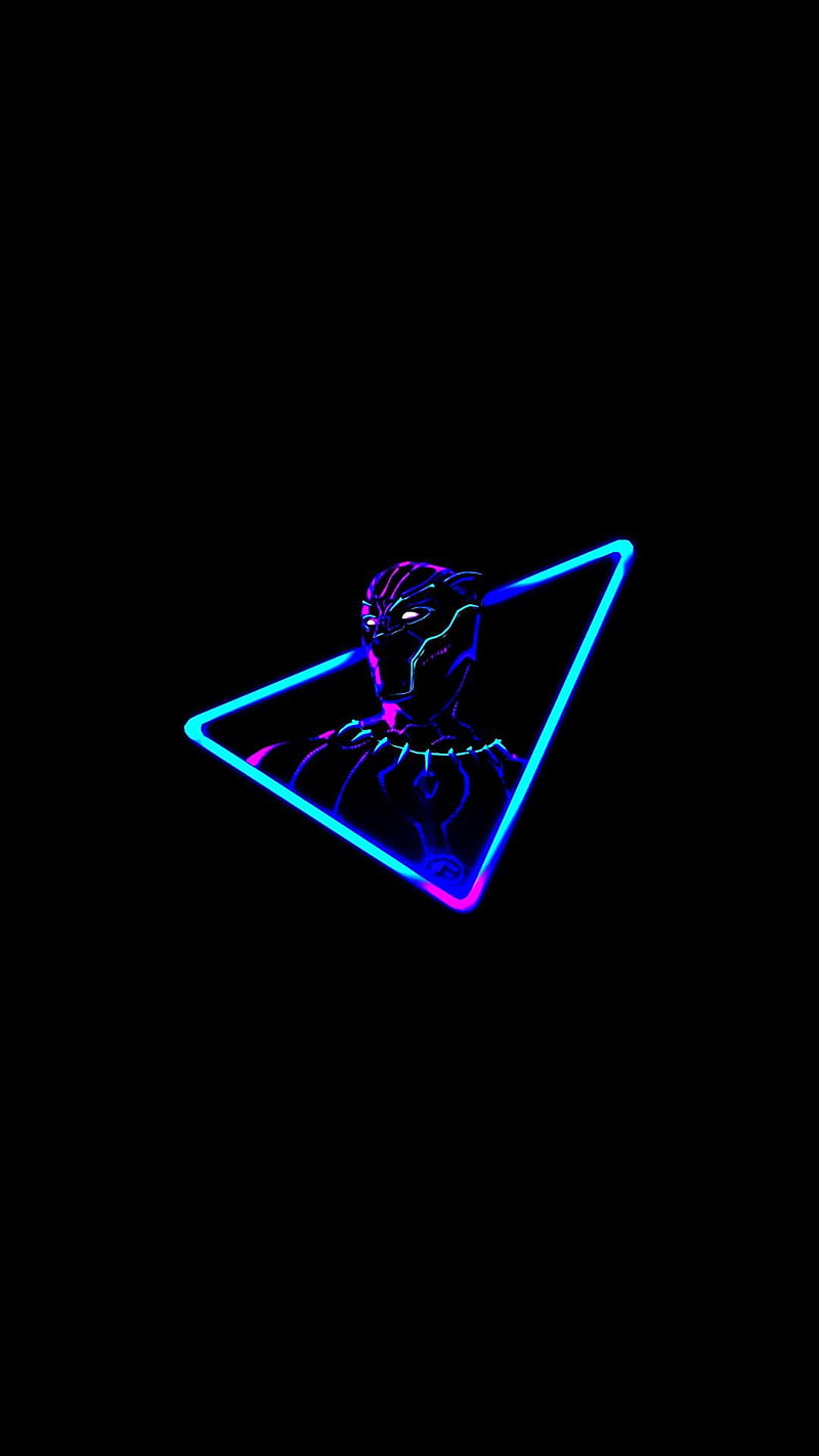 800x1422 Black Panther Amoled, black panther, marvel, neon, super amoled, HD phone wallpaper
