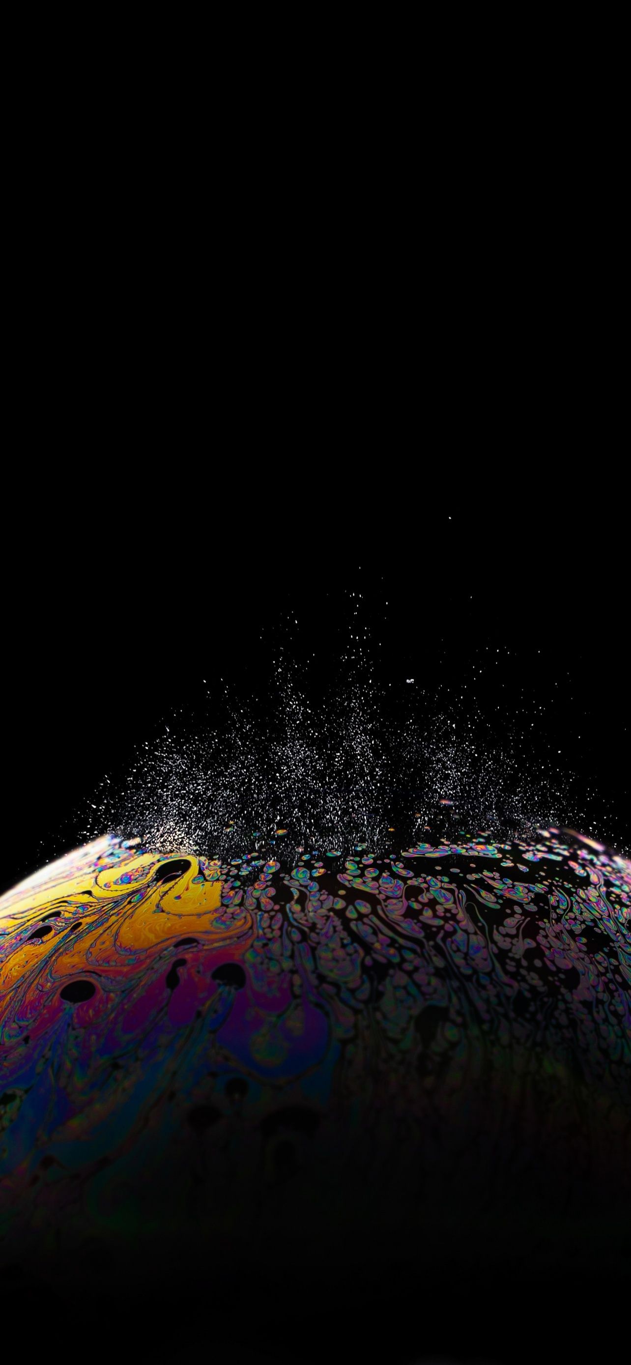 1284x2778 Soap Bubble Burst Black Background AMOLED Colorful