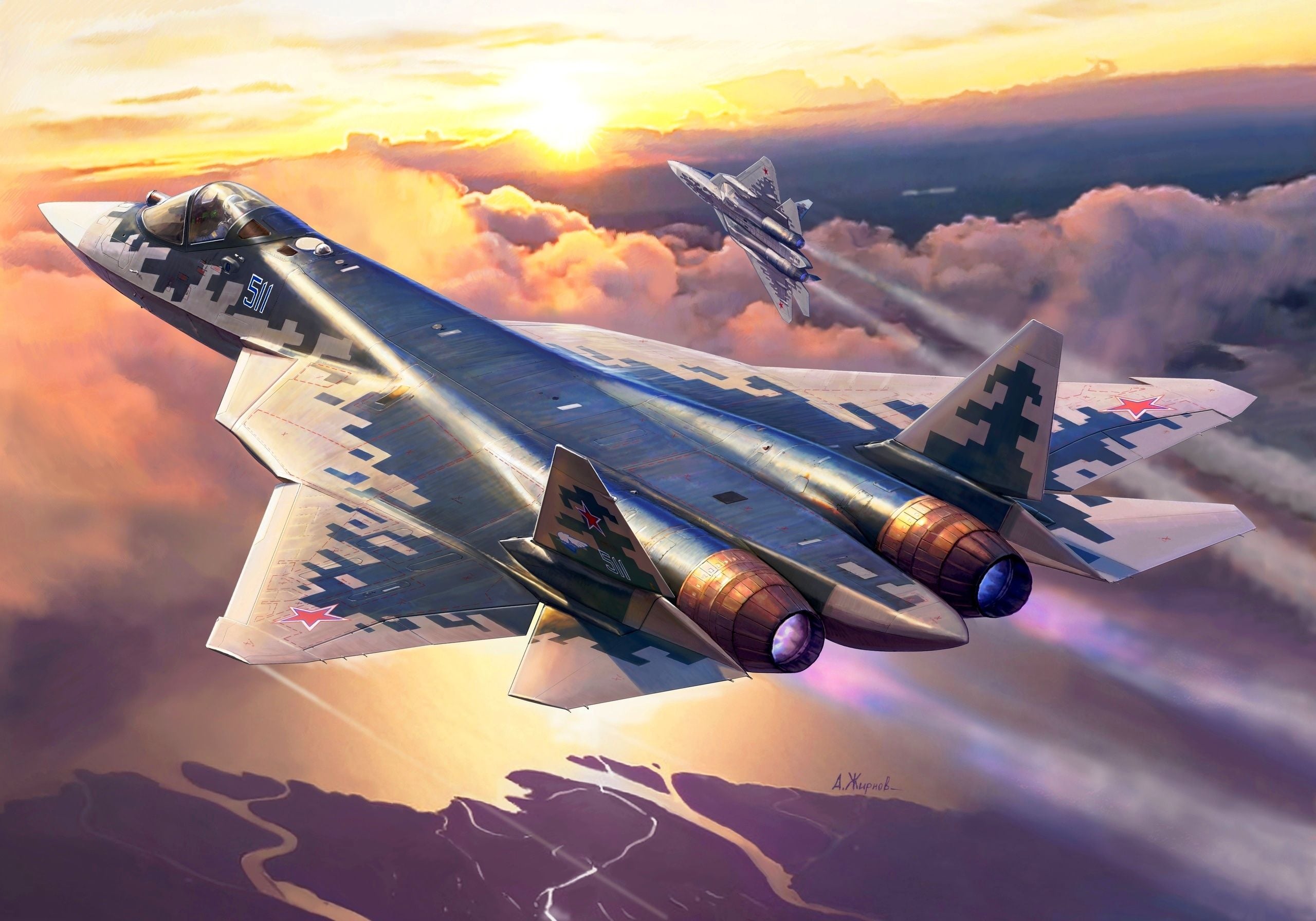 2560x1792 Stunning Sukhoi Su 57 HD Wallpaper: Military Jet In Flight