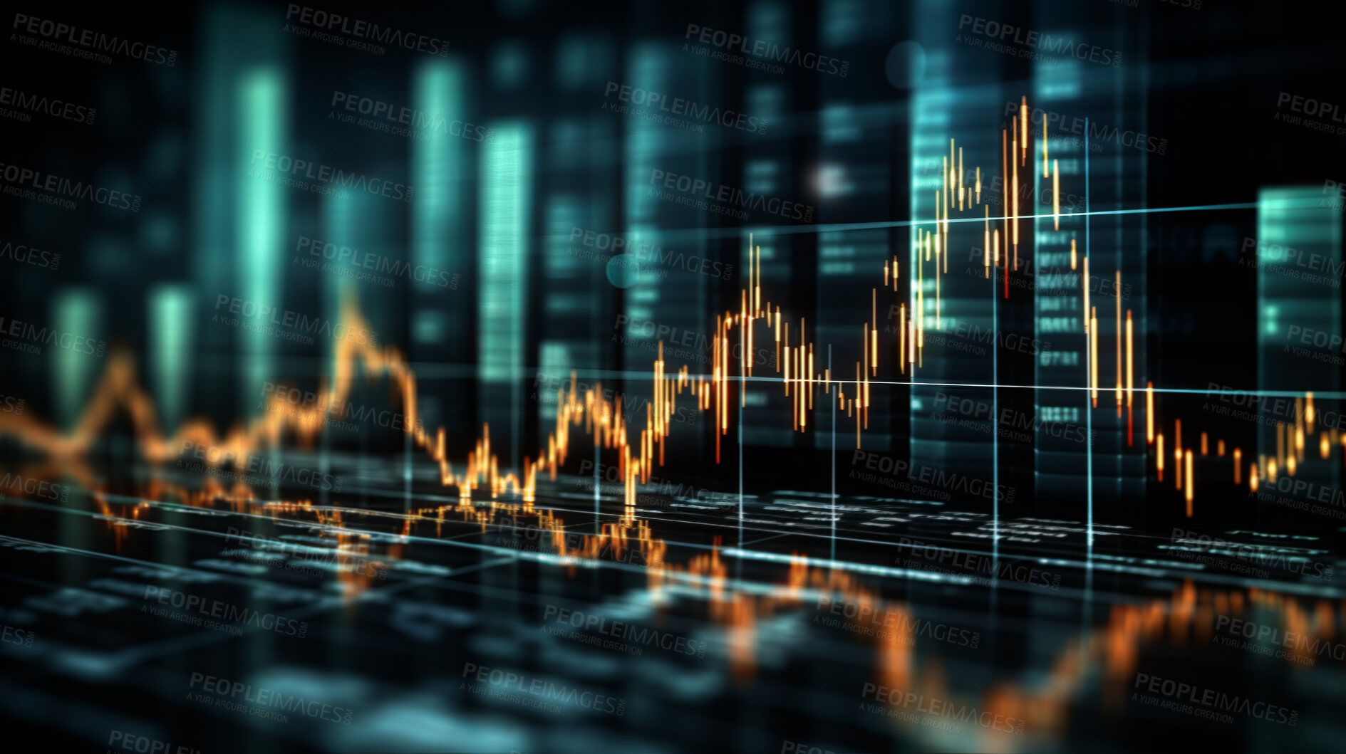 1889x1059 Abstract financial graph with candlestick chart in stock market on dark background. Buy on PeopleImages, Picture And Royalty Free Image. Pic 2917834. Zoomed