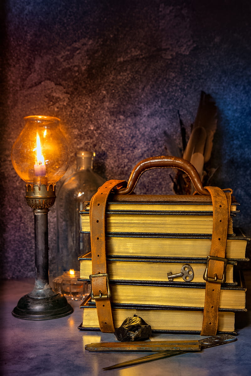 800x1200 Candlestick, books, light, aesthetics, HD phone wallpaper