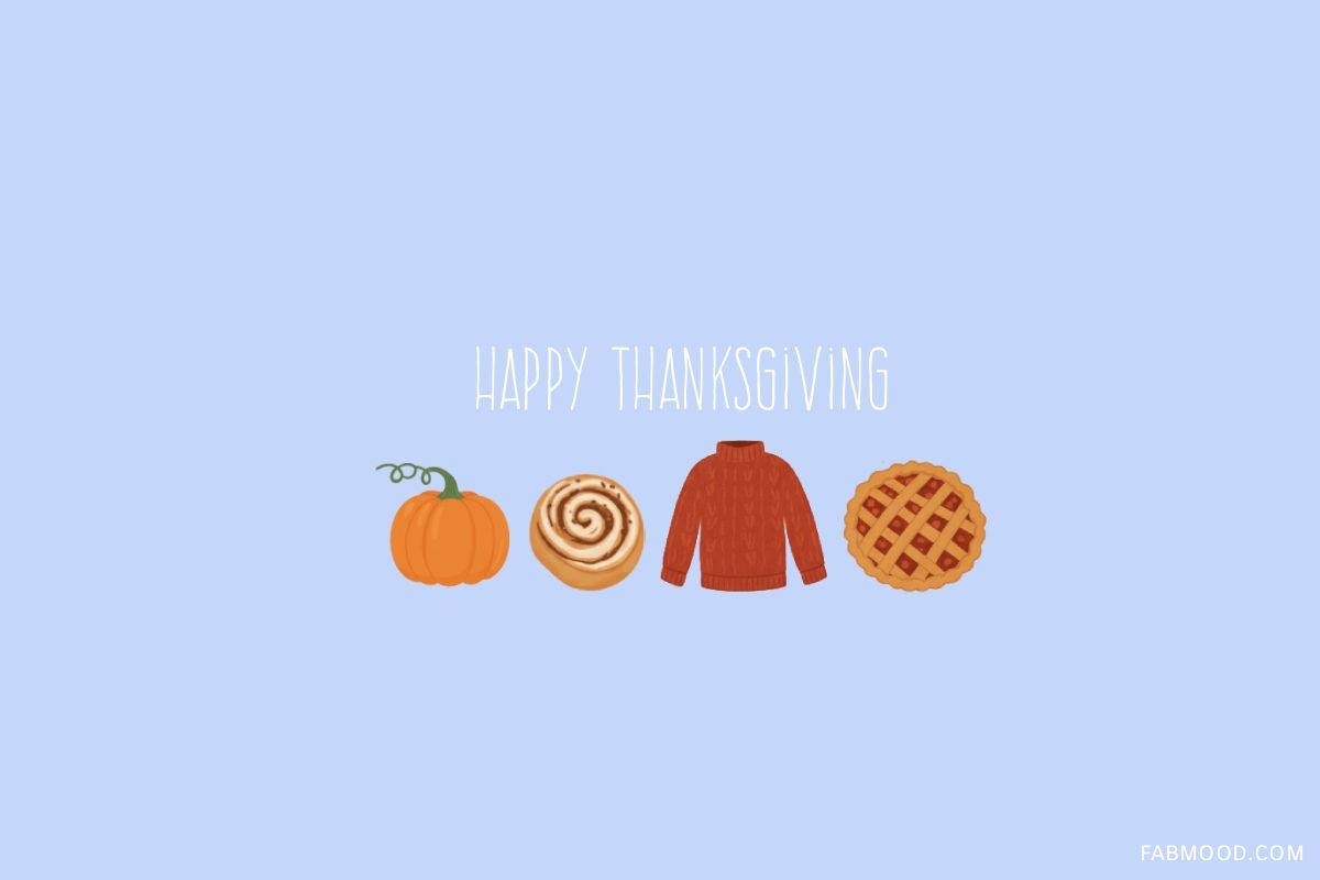 1200x800 Cute Minimalist Thanksgiving Aesthetic Wallpaper for iPad : Cinnamon Roll, Pie & Sweater
