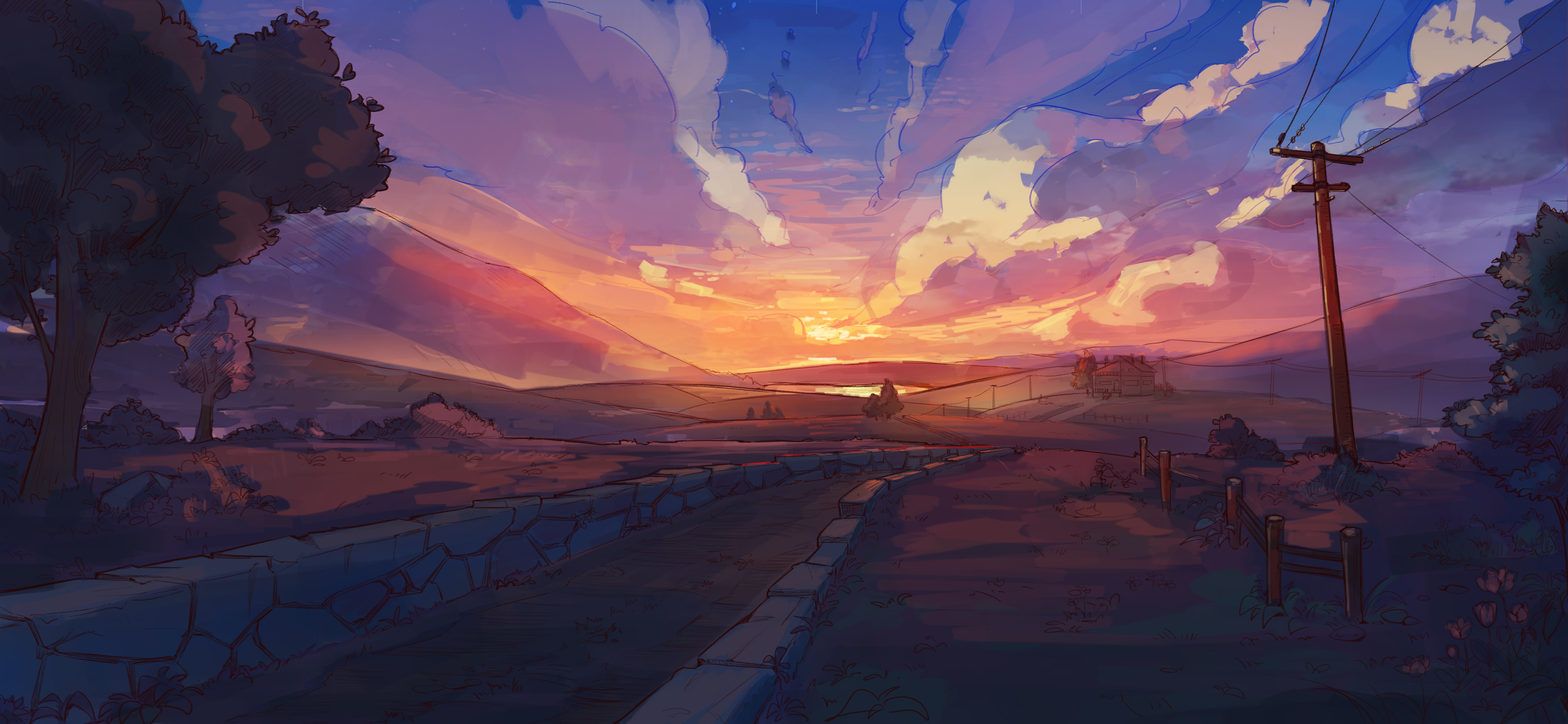 4680x2160 Sunset Artistic Landscape 4k New Wallpaper, HD Artist 4K Wallpaper, Image and Background