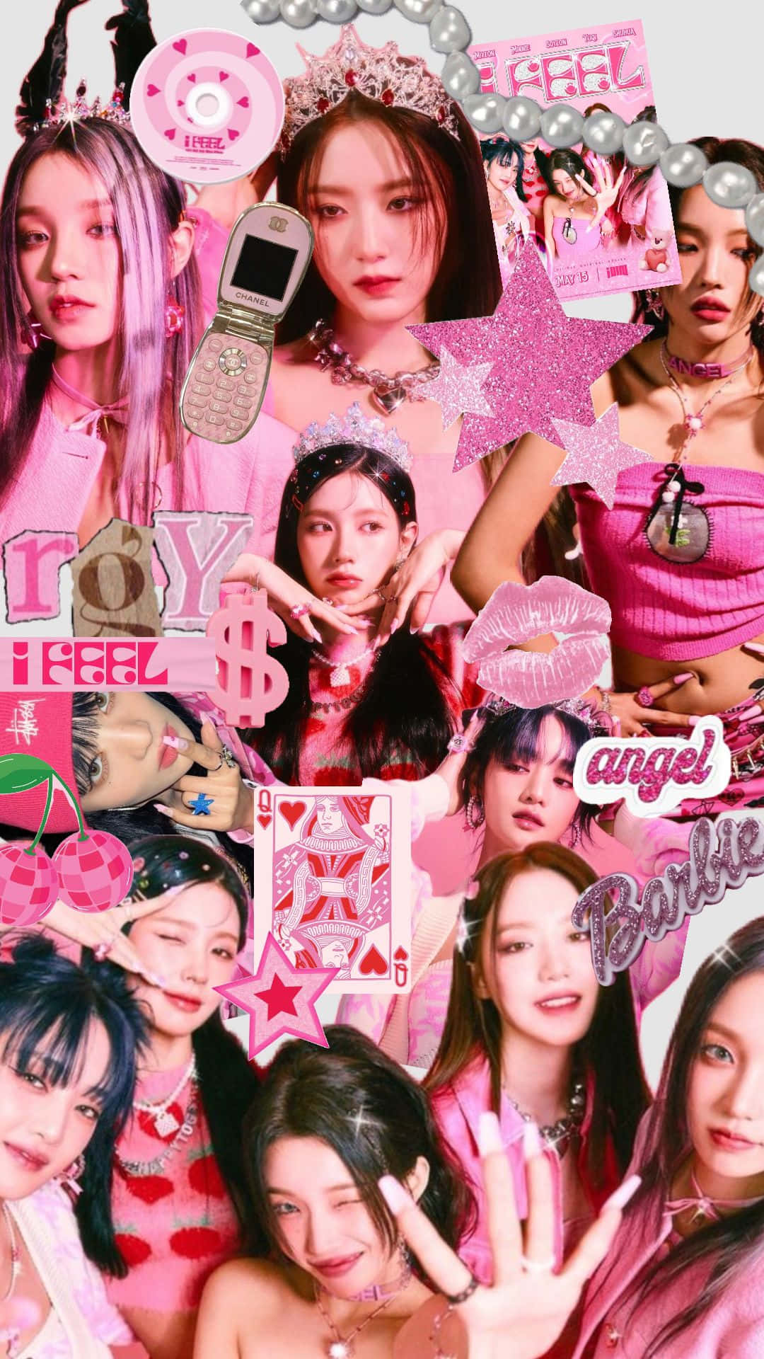 1080x1920 Download G I D L E Pink Collage Aesthetic Wallpaper