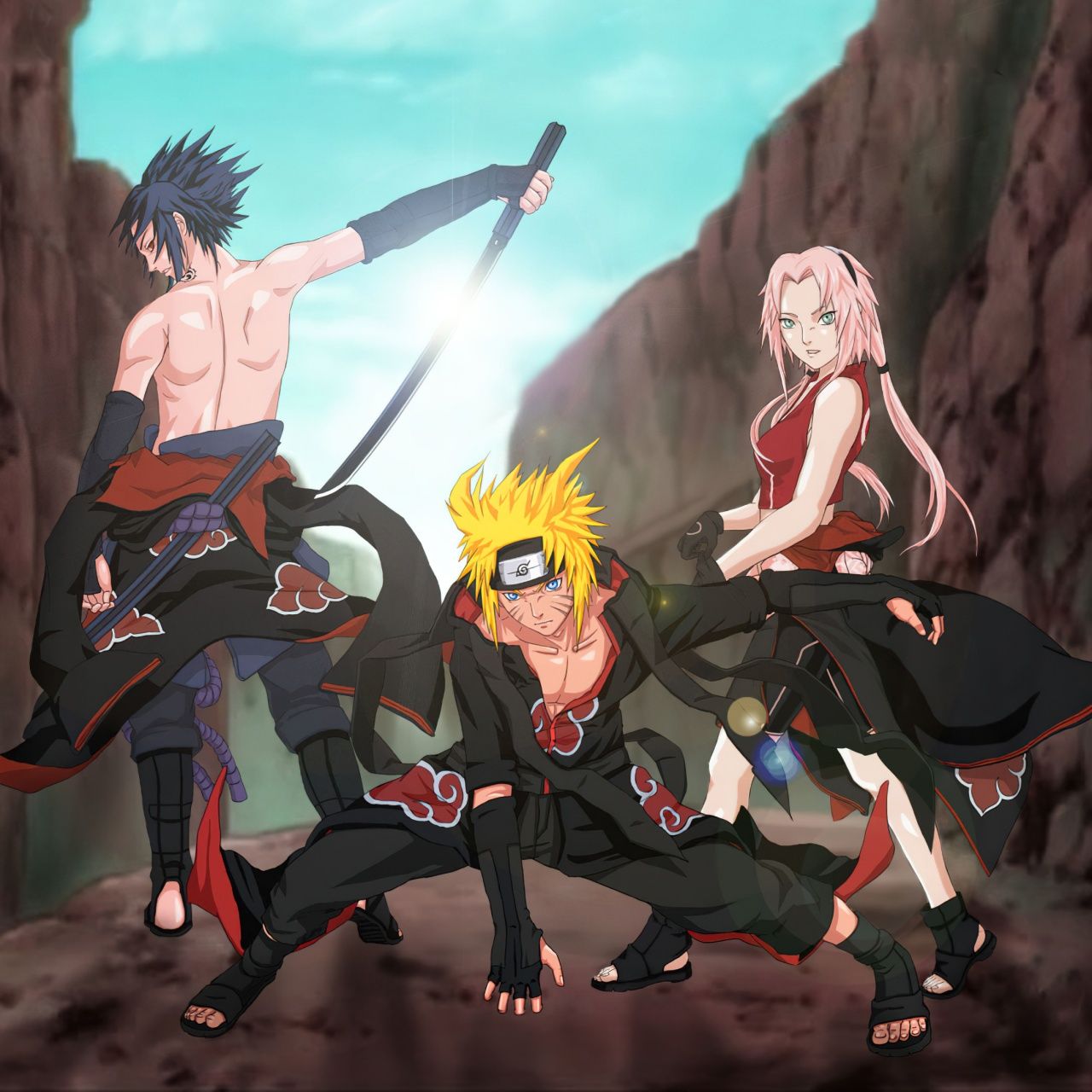 1280x1280 Sasuke Naruto Sakura 4K Wallpaper