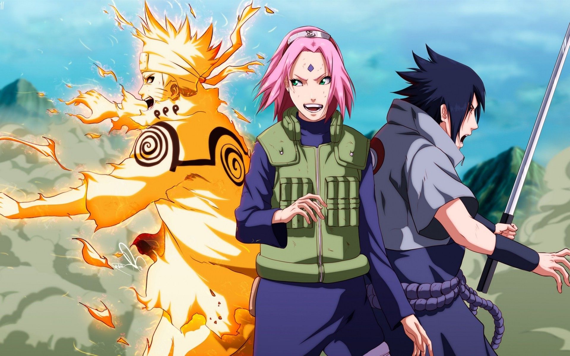 1920x1200 manga, Uchiha Sasuke, Uzumaki Naruto, Haruno Sakura Wallpaper HD / Desktop and Mobile Background