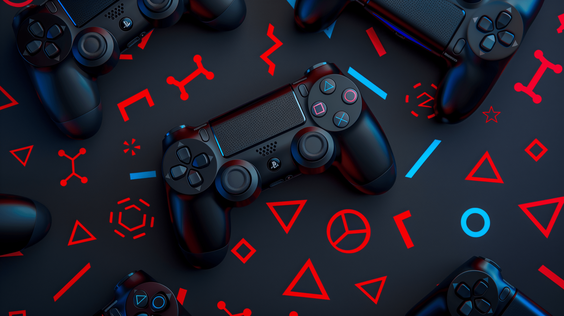 1920x1076 Gamer's Paradise: PlayStation Controllers HD Wallpaper