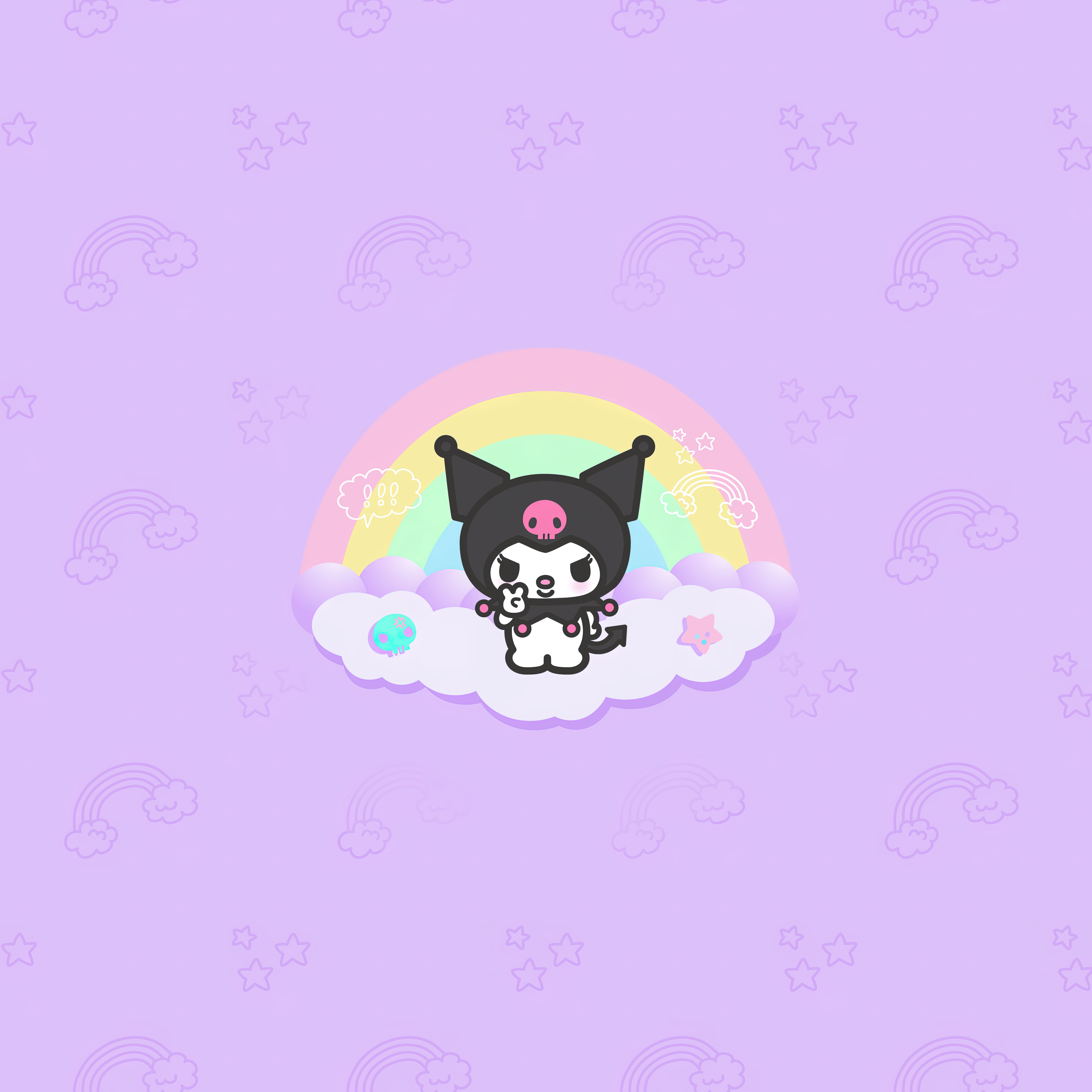 5120x5120 Kuromi Wallpaper 4K, Hello Kitty, Black jester hat