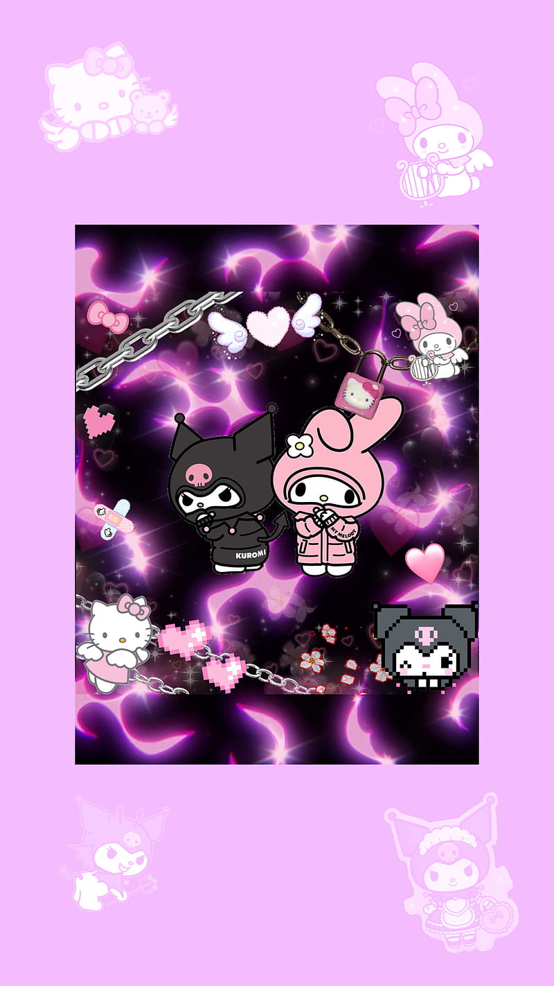 800x1422 Kuromi Sanrio Kitty, hello, iphone, HD phone wallpaper