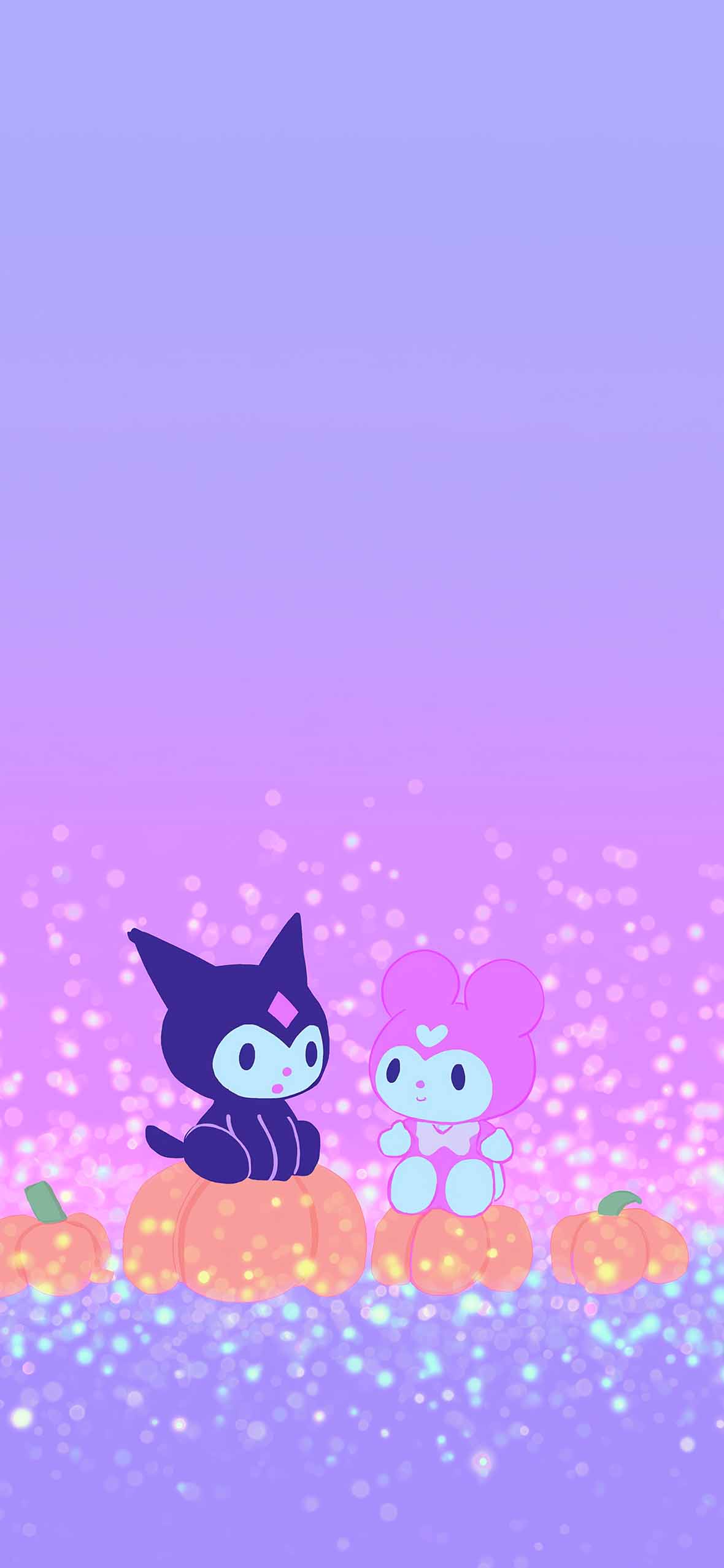 1180x2554 Kuromi & My Melody Pumpkins Cute Halloween Wallpaper iPhone