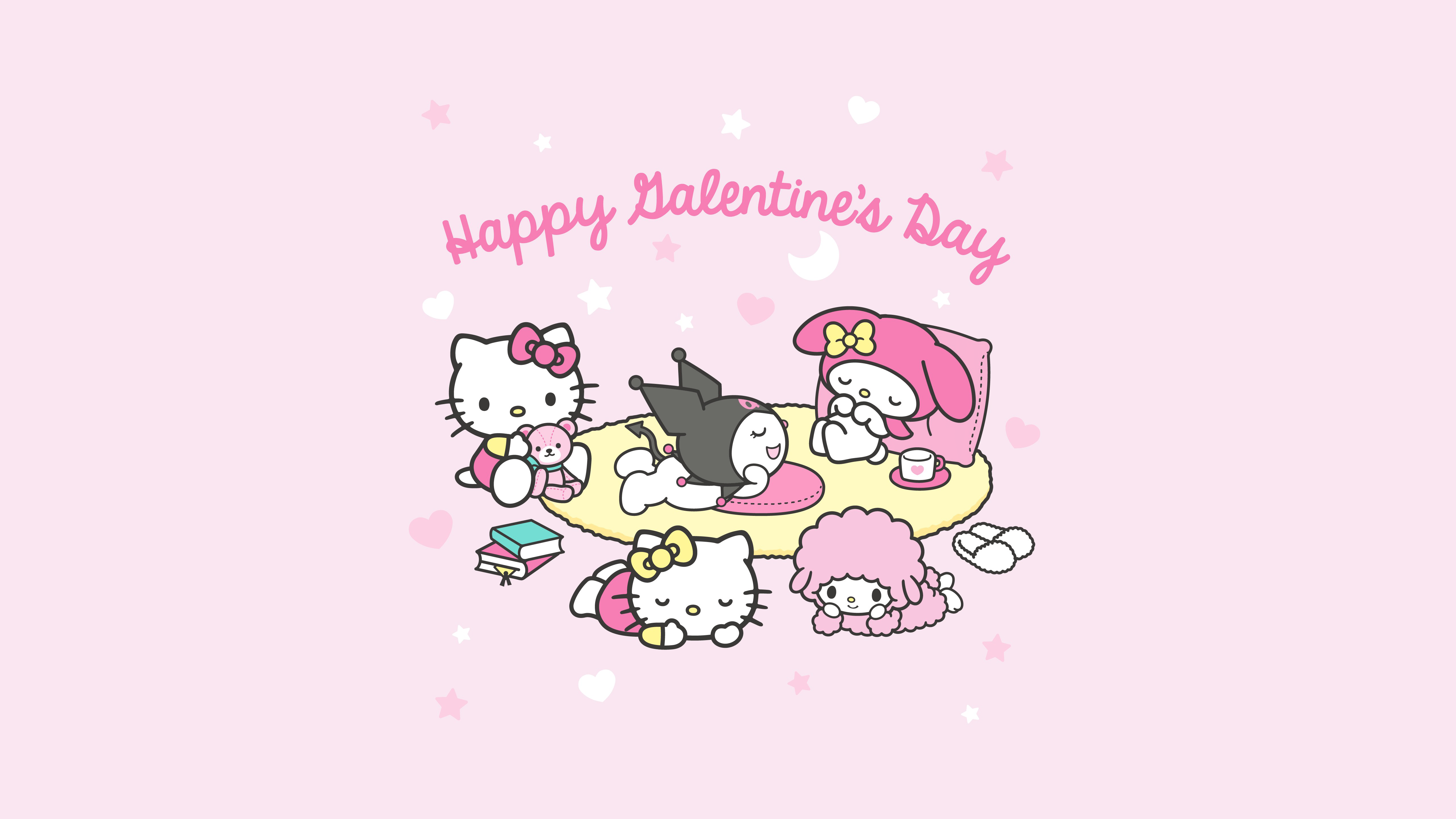 5120x2880 Kuromi and Hello Kitty Valentine's Day Anime Wallpaper HD
