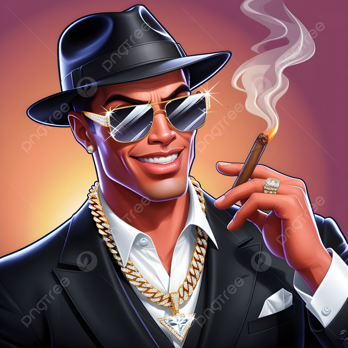 1200x1200 A Rich Boy In Sunglasses And Gold Chain With Cigar Hand Vector Illustration, Man, Cartoon, Boss Background Image And Wallpaper for Free Download