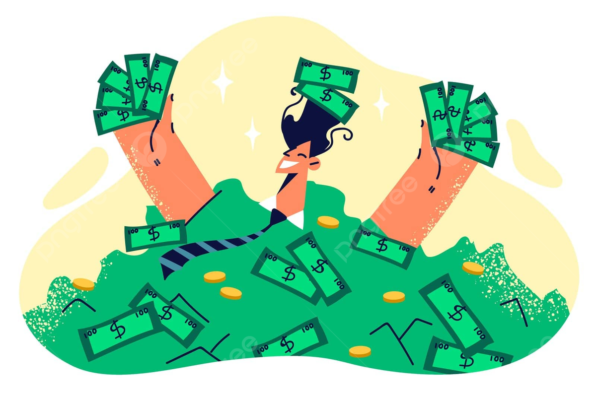 1200x800 Rich Man Celebrates Business Sale Or Work Bonus With Money Bath Vector, Person, Isolated, Money Illustration Background And Wallpaper For Free Download