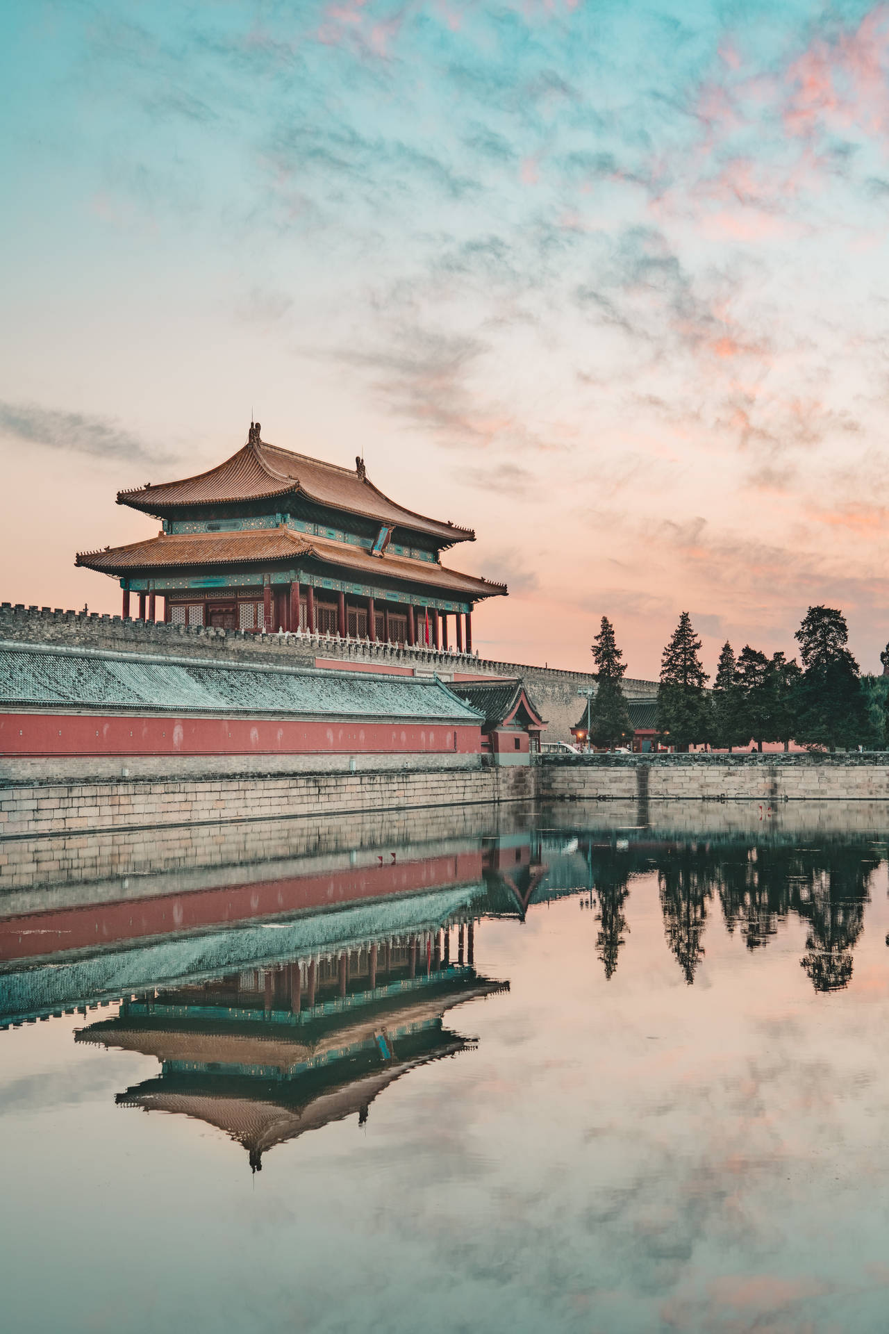 1280x1920 Download Forbidden City Palace Reflection Phone Wallpaper