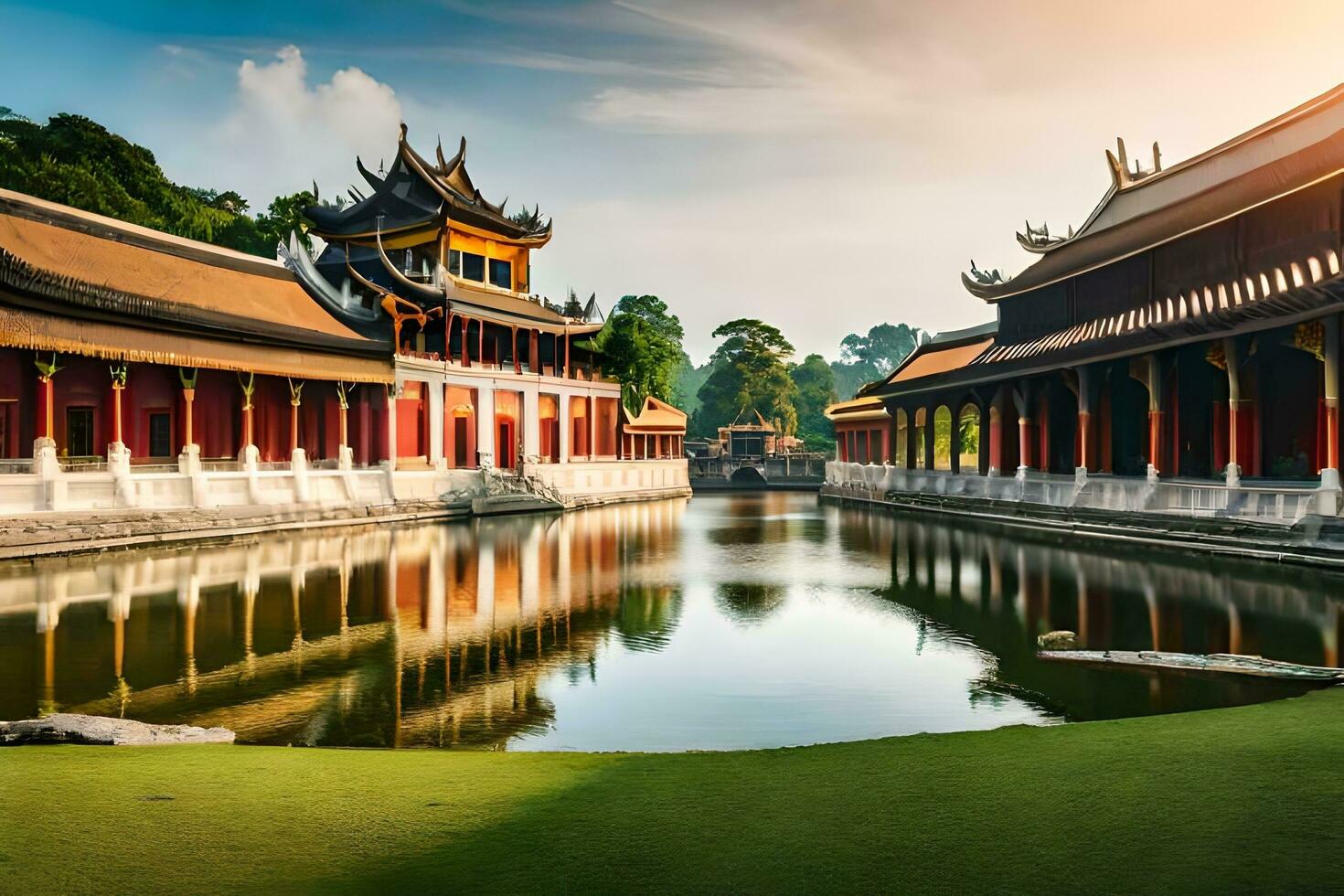 1470x980 The Beautiful Landscape Of The Ancient Chinese Palace In Vietnam. AI Generated