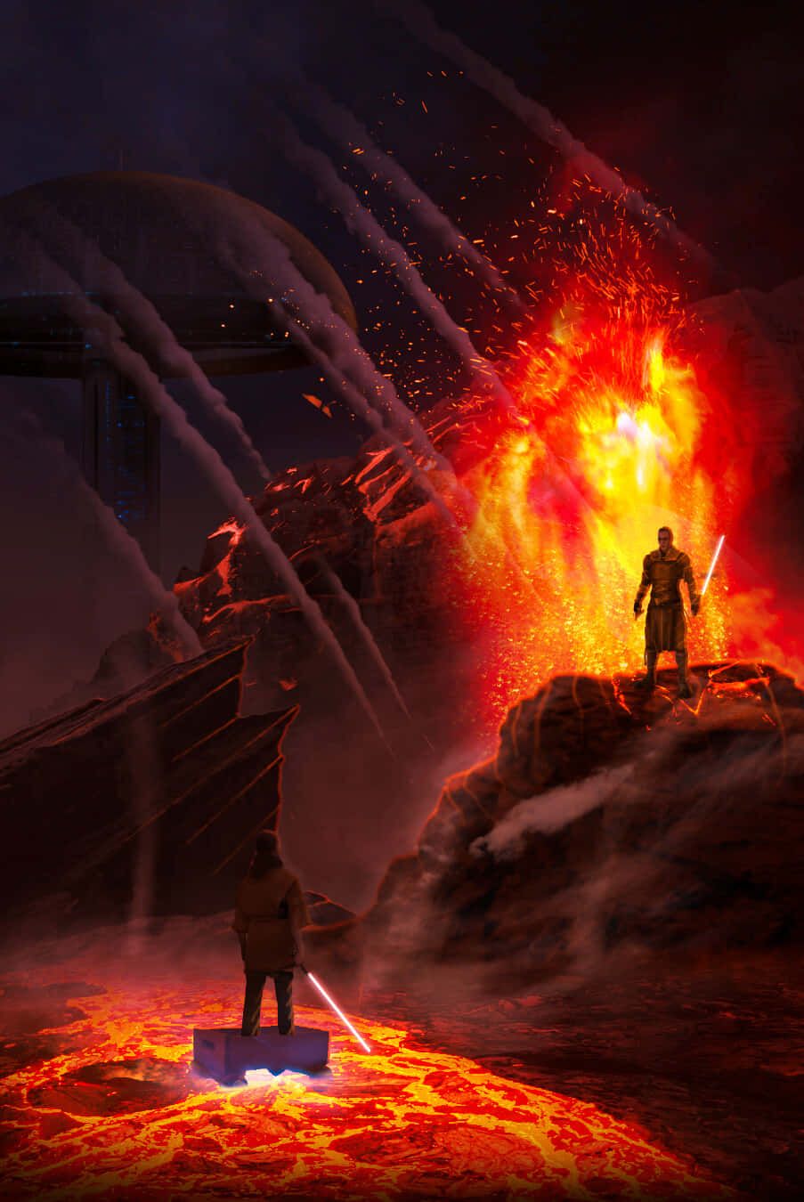 903x1350 Download The Fiery Landscape of Mustafar Wallpaper