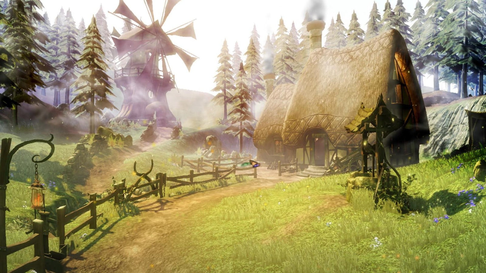 1600x900 Brown house between grass and trees and windmill digital wallpaper, Fable II, artwork, video games HD wallpaper