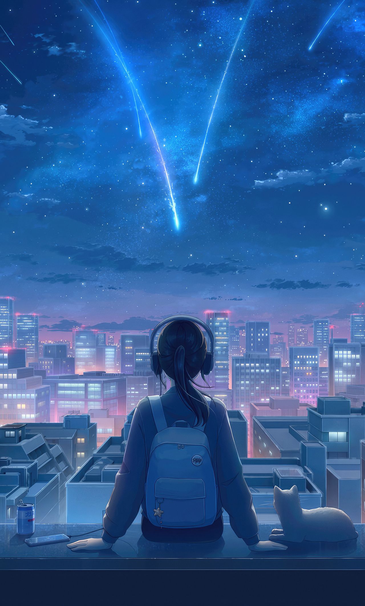 1280x2120 Stargazing Midnight Lofi Girl Headphones Illustration iPhone , HD 4k Wallpaper, Image, Background, Photos and Picture