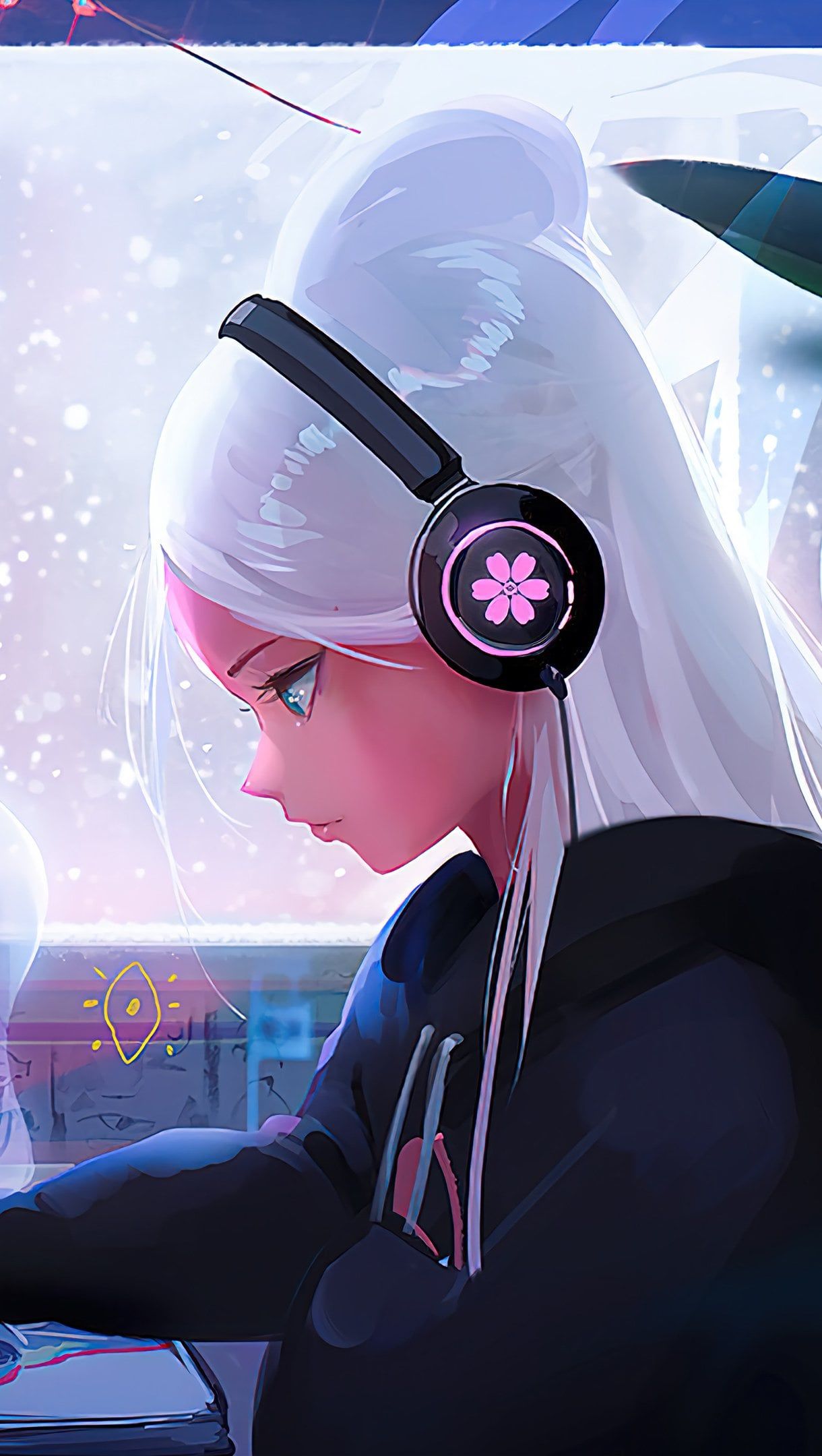 1220x2160 Anime Girl Lofi Aesthetic Wallpaper 4K for iPhone and Mobile Phone
