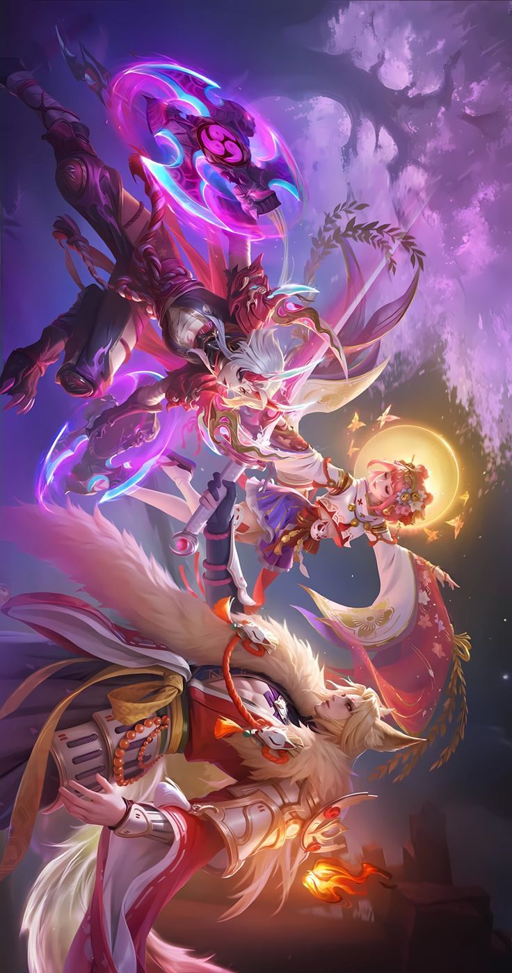736x1399 MLBB Loading Screen: Kishin Densetsu Karrie, Angela, & Lancelot
