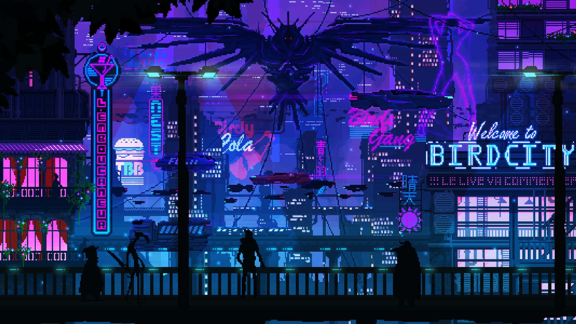 1920x1079 Download Deep in the cyberpunk pixel world. Wallpaper