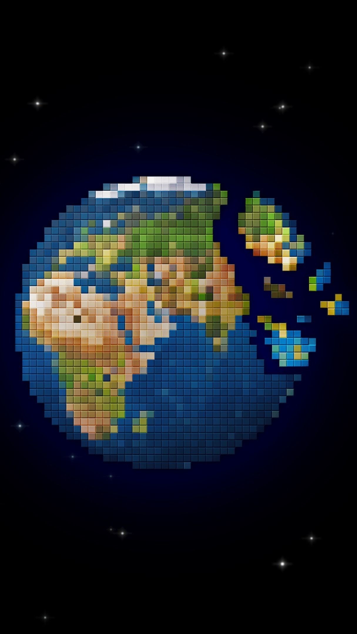 1215x2160 Pixel Art Earth in Space
