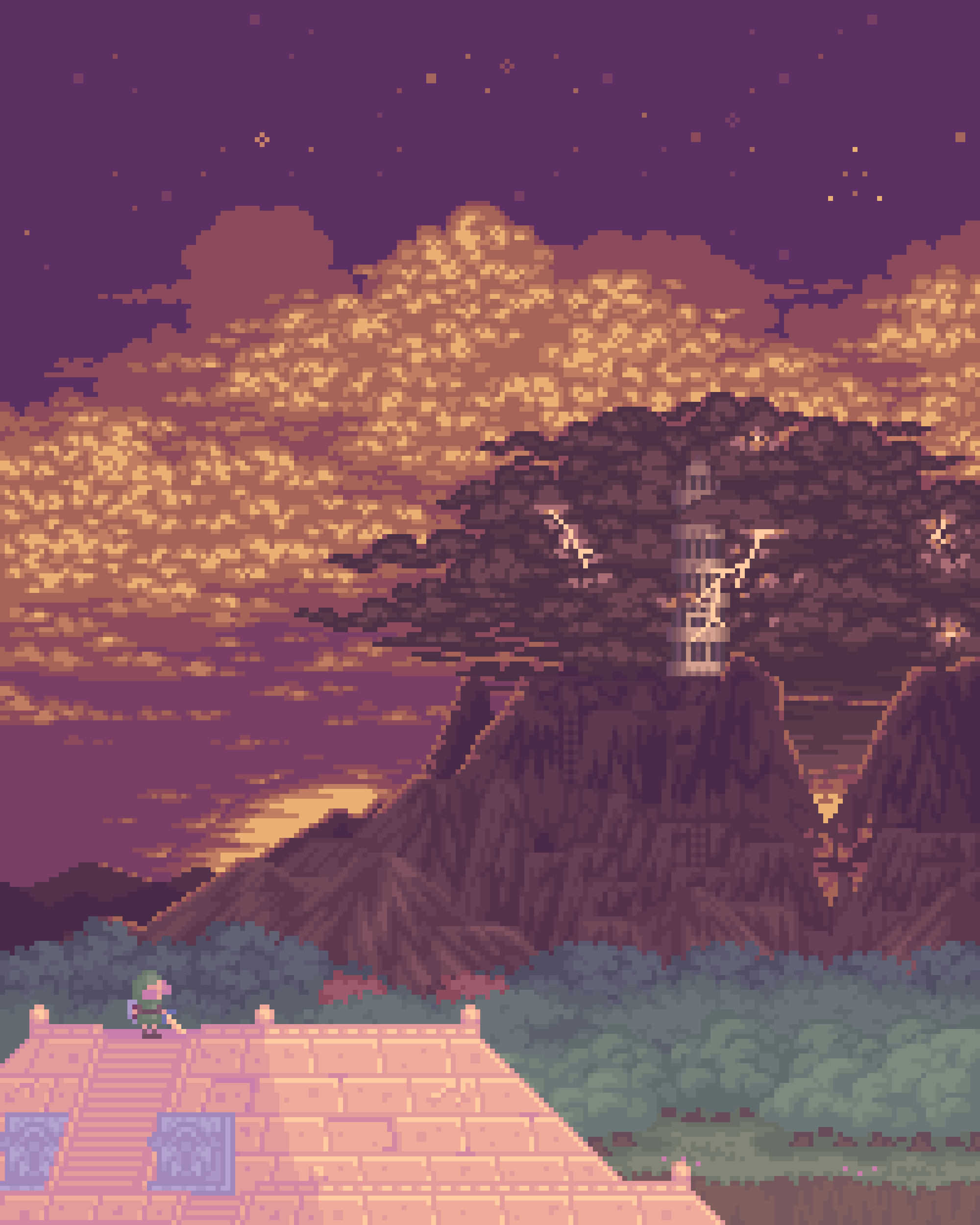 2000x2500 ALttP] [OC] Dark World pixel art