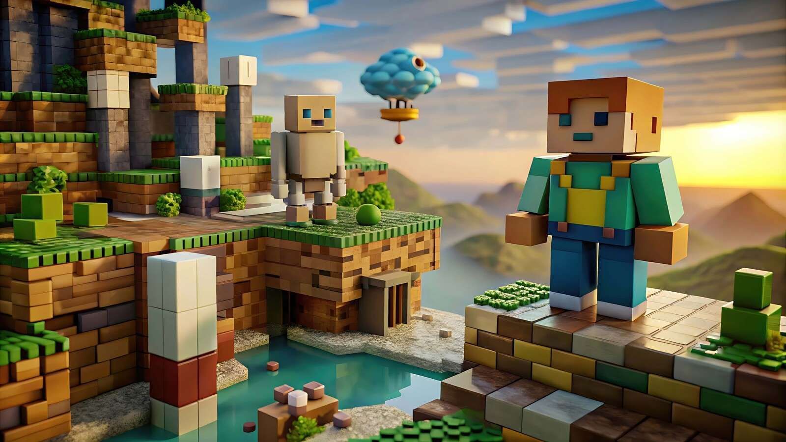 1600x900 Wallpaper Mural dreamy pixel world