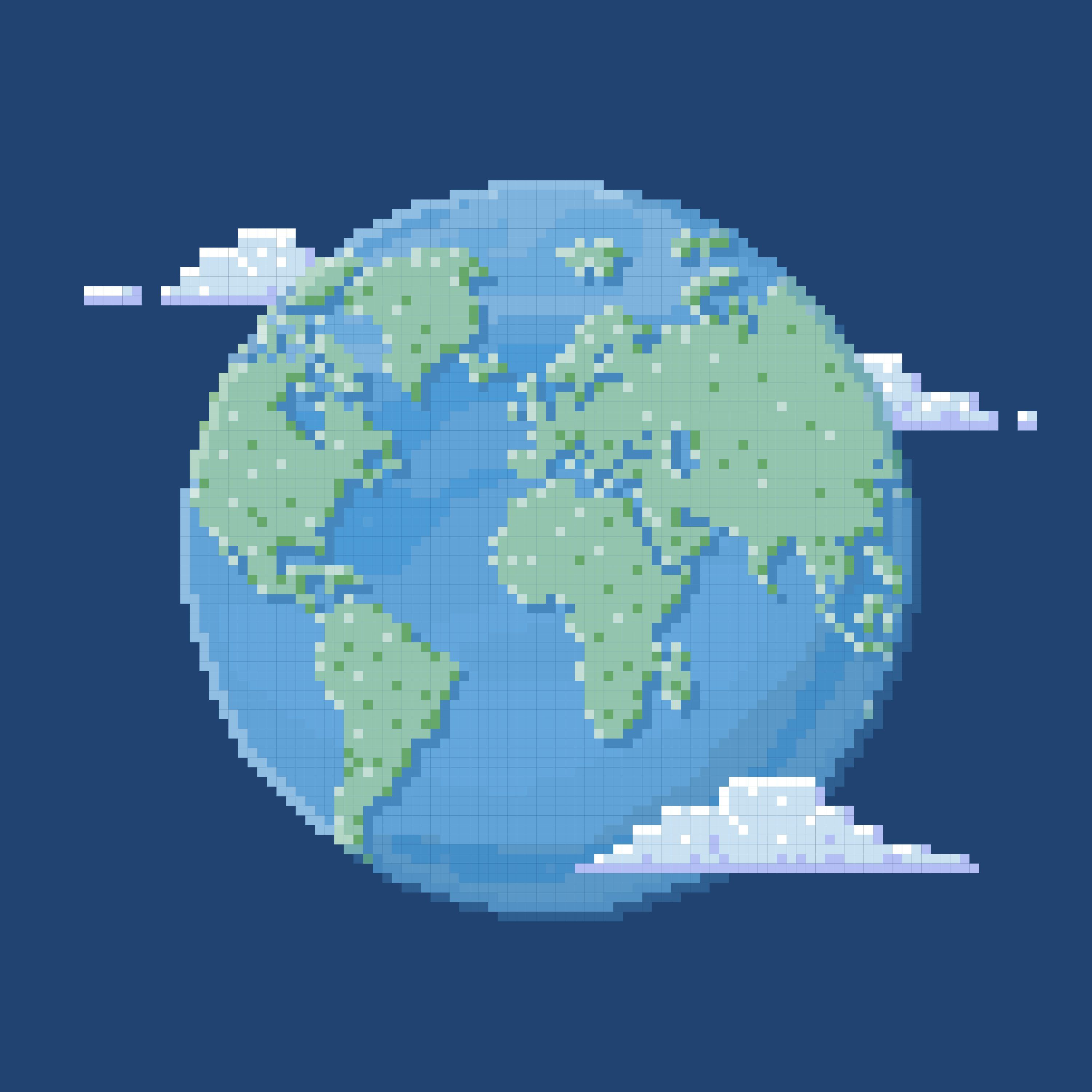 3000x3000 Pixelated earth with clouds against dark blue background vector