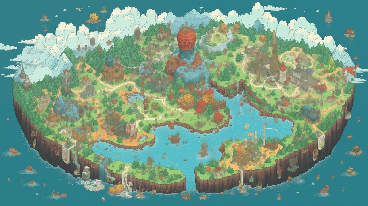 1200x673 Colorful Pixel Art Megalopolis Mural Wallpaper. Fantasy City Map, Vib