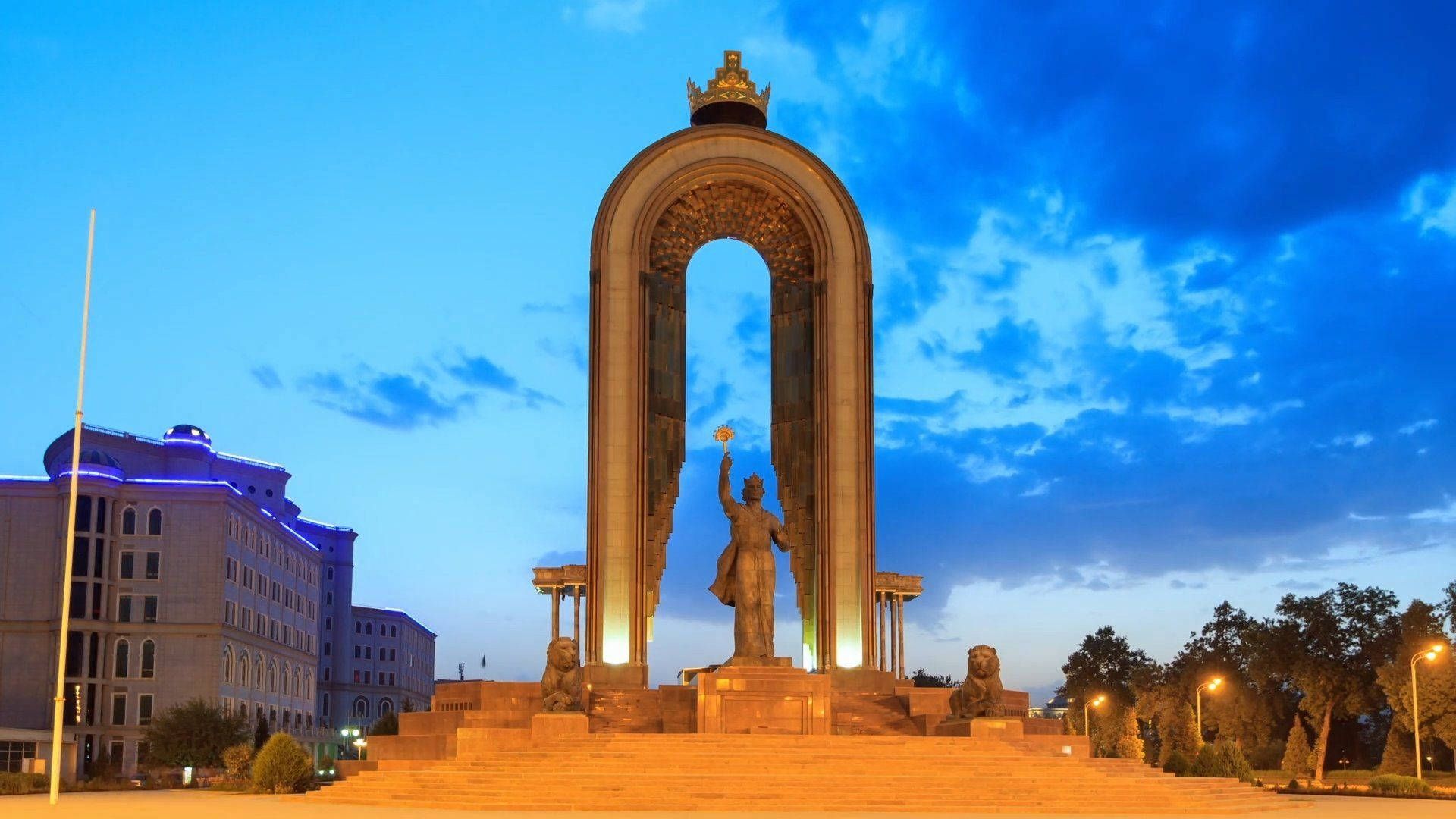 1920x1080 Download Tajikistan Monument And Blue Sky Wallpaper