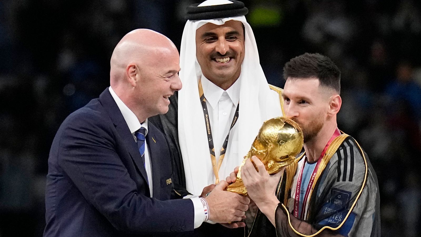 1600x900 Lionel Messi: Argentina captain wears traditional Arab cloak to lift World Cup trophy after final win over France
