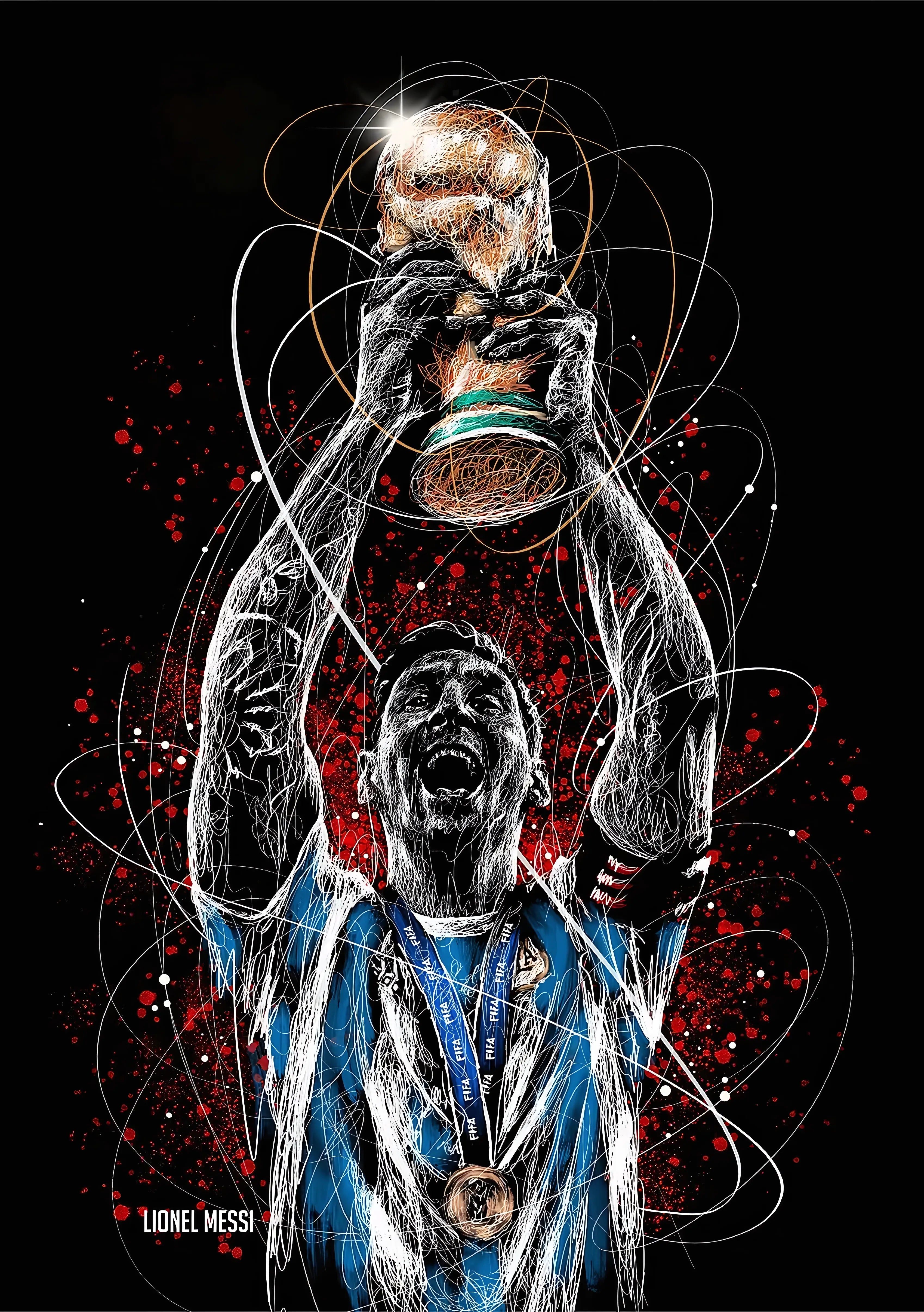 3396x4820 Lionel Messi Electric World Cup Poster