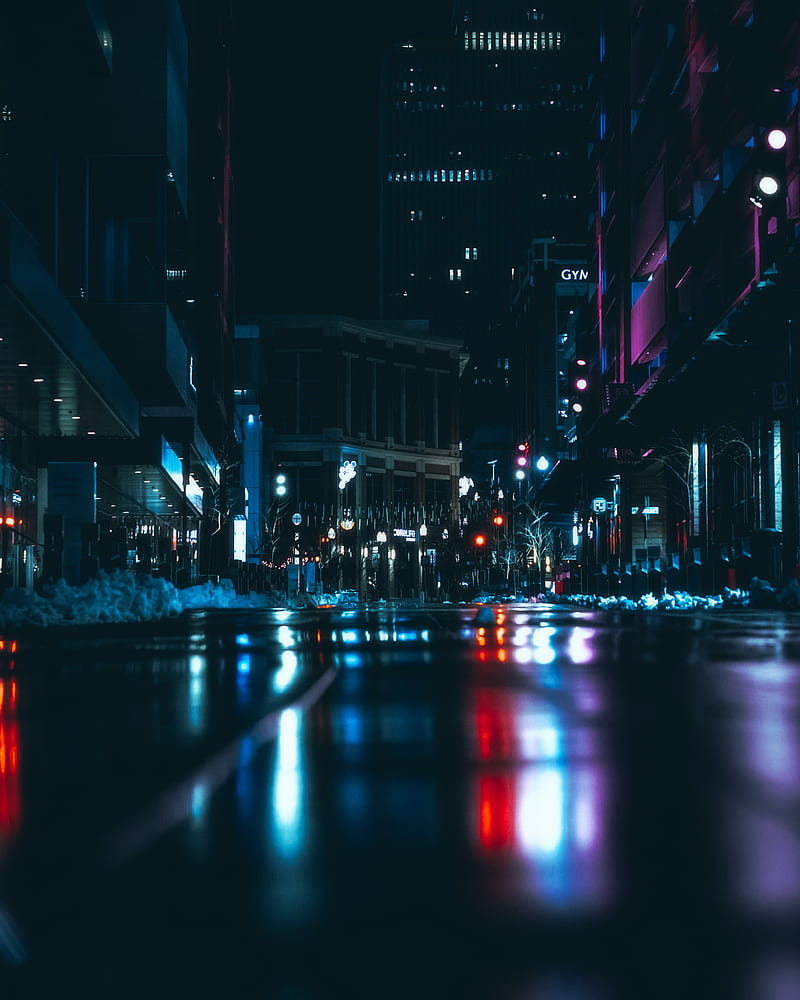 800x1000 Night city, road, dark, lights, reflection, HD phone wallpaper
