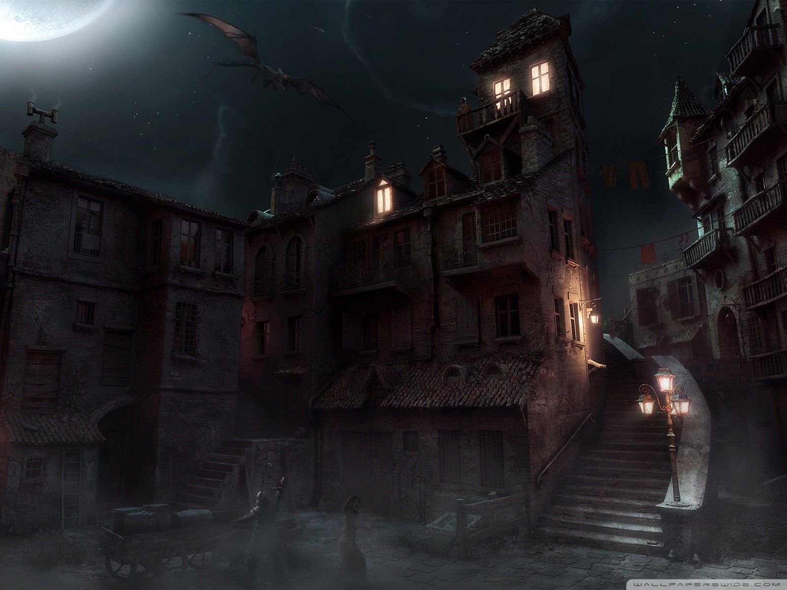 1600x1200 Dark City HD Wallpaper: A Mysterious Urban Landscape