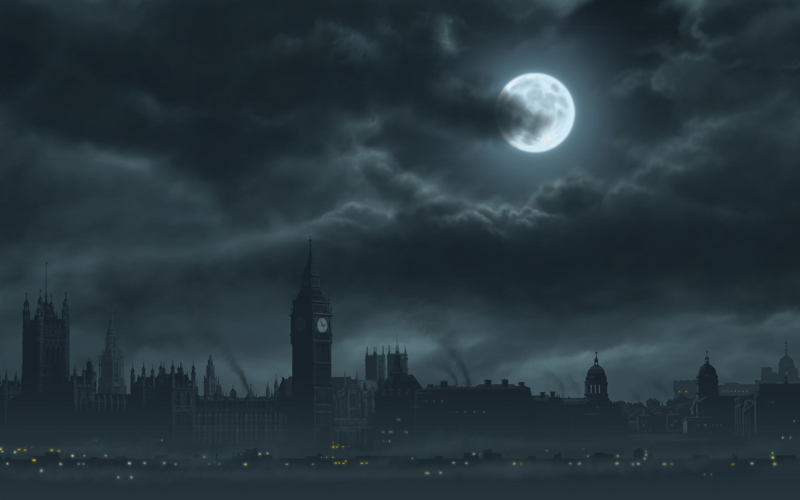 2560x1600 Midnight Cityscape: Dark Skies in HD
