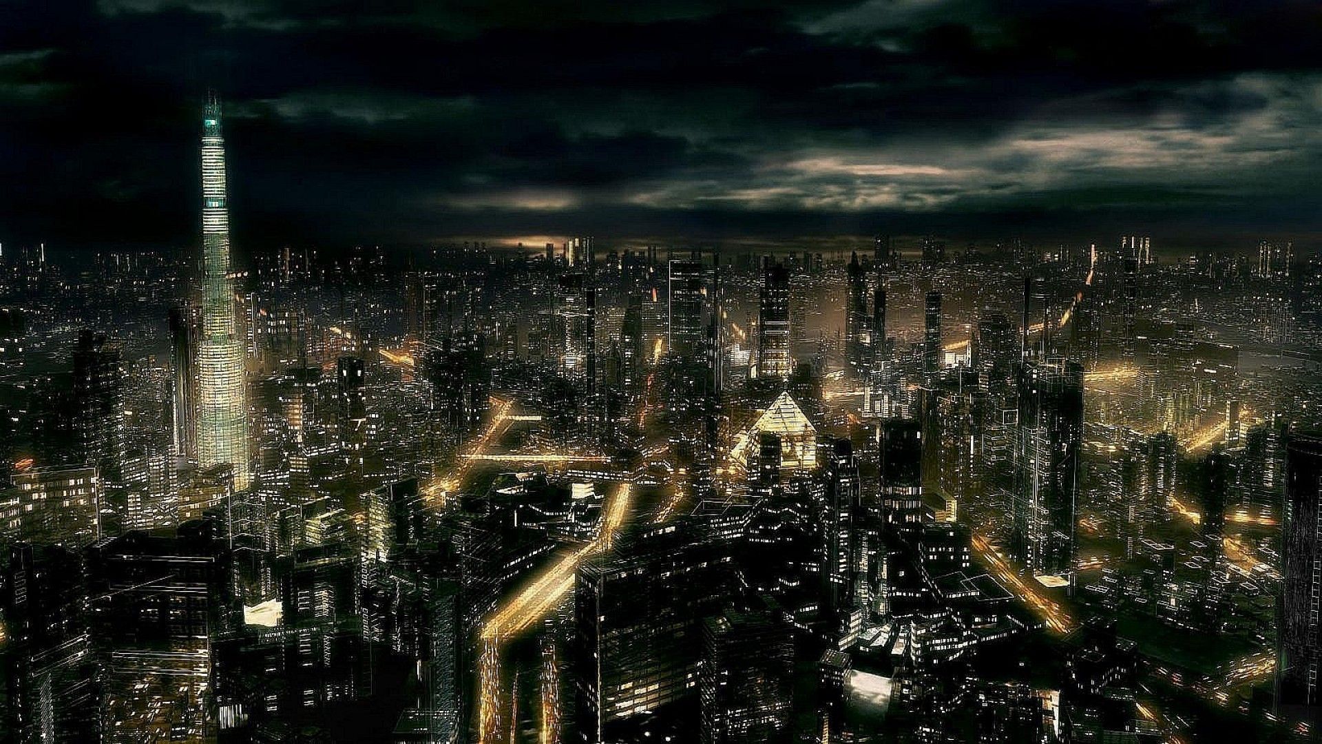 1920x1080 Dark City Background