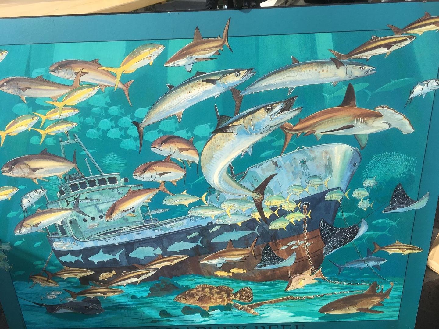 1440x1080 Guy Harvey Reef mounted print 34 X 26 with certificate