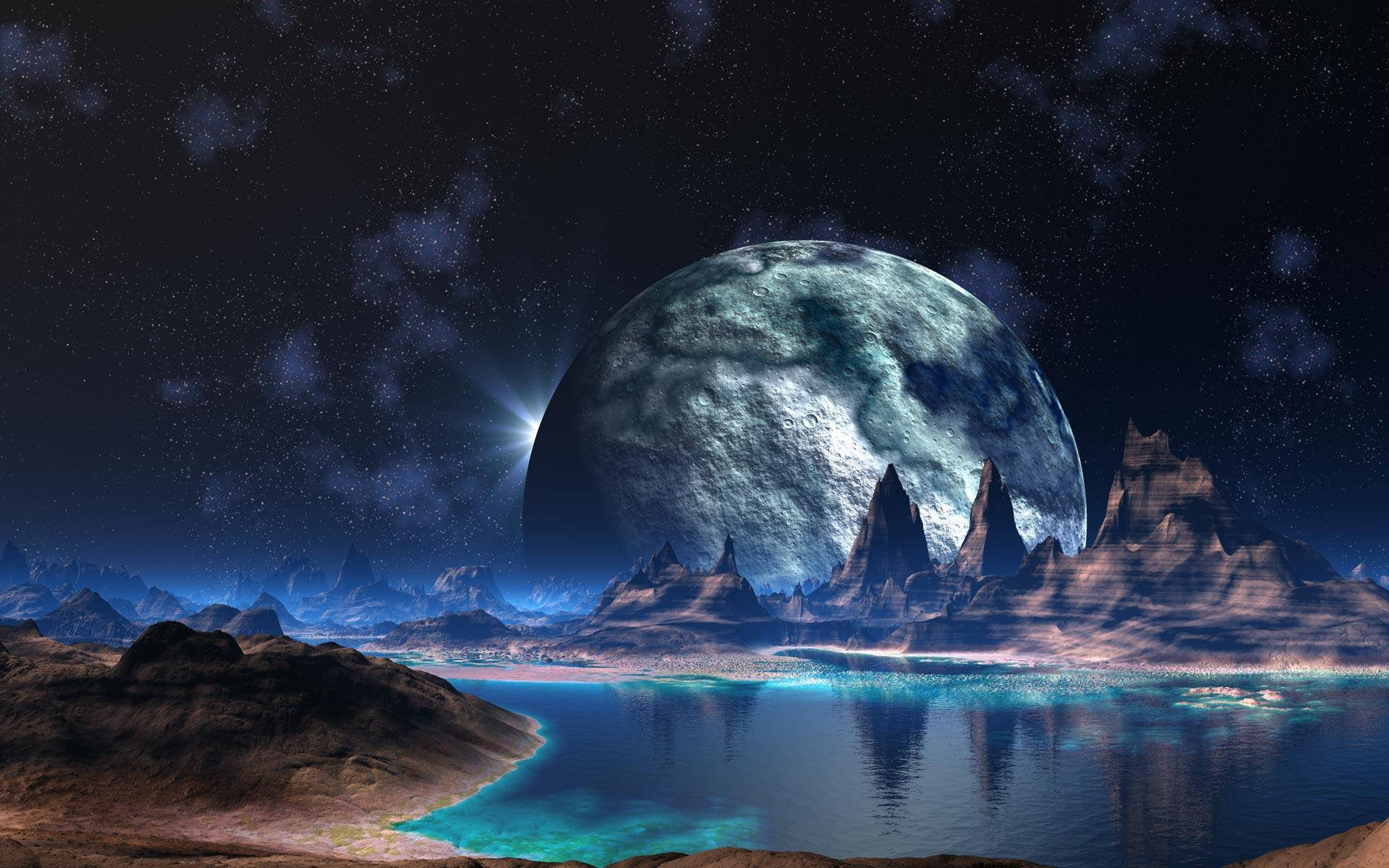 1920x1200 Download Moon From Planet View Cool Pc Wallpaper