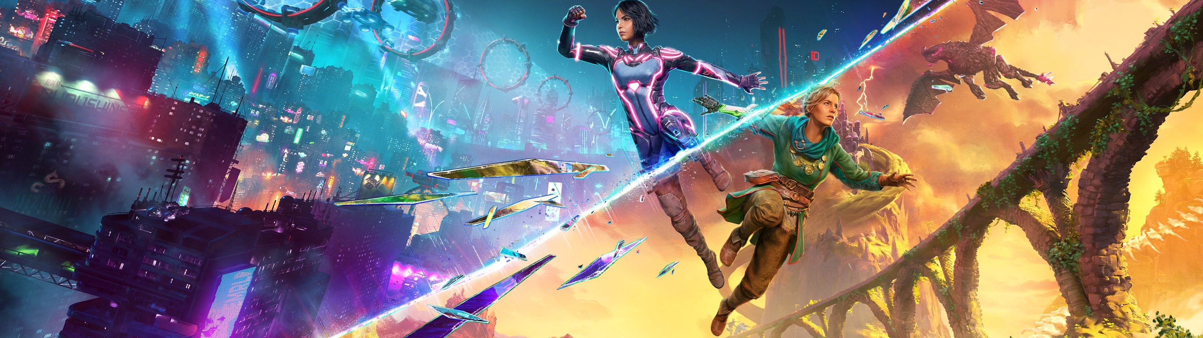 3840x1080 Split Fiction Wallpaper 4K, Key Art, 2025 Games, PC Games
