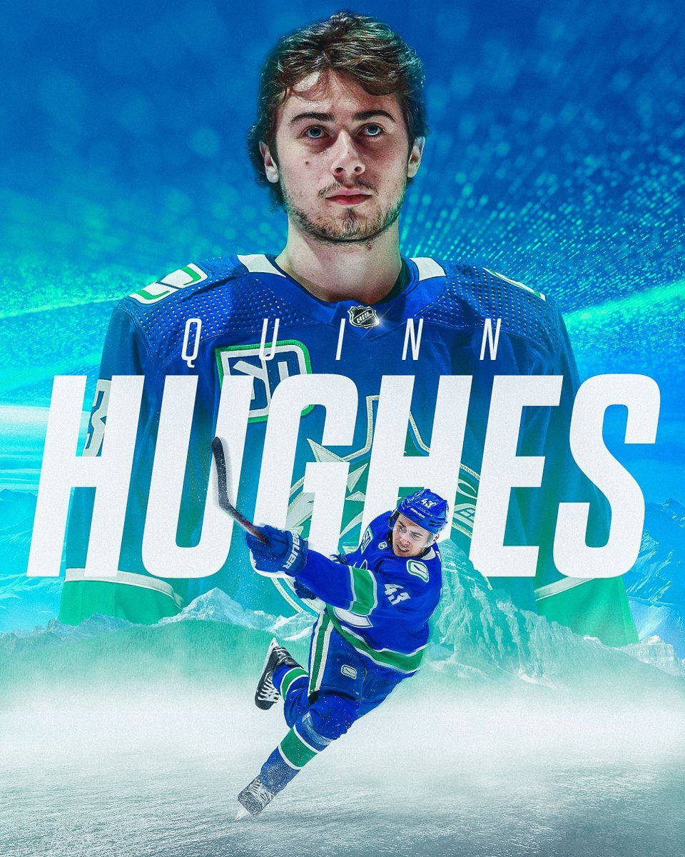 960x1200 Download Portrait Of Quinn Hughes In Front Of The Vancouver Island Mountains Wallpaper