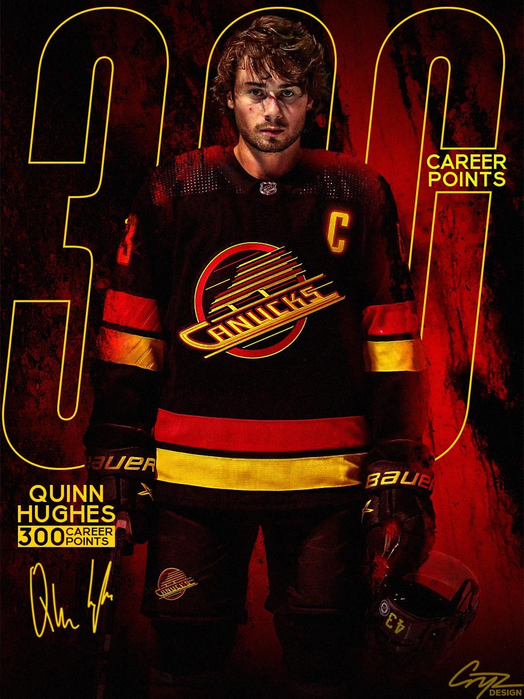 1080x1440 QUINN HUGHES HITS 300 CAREER POINTS! (OC)