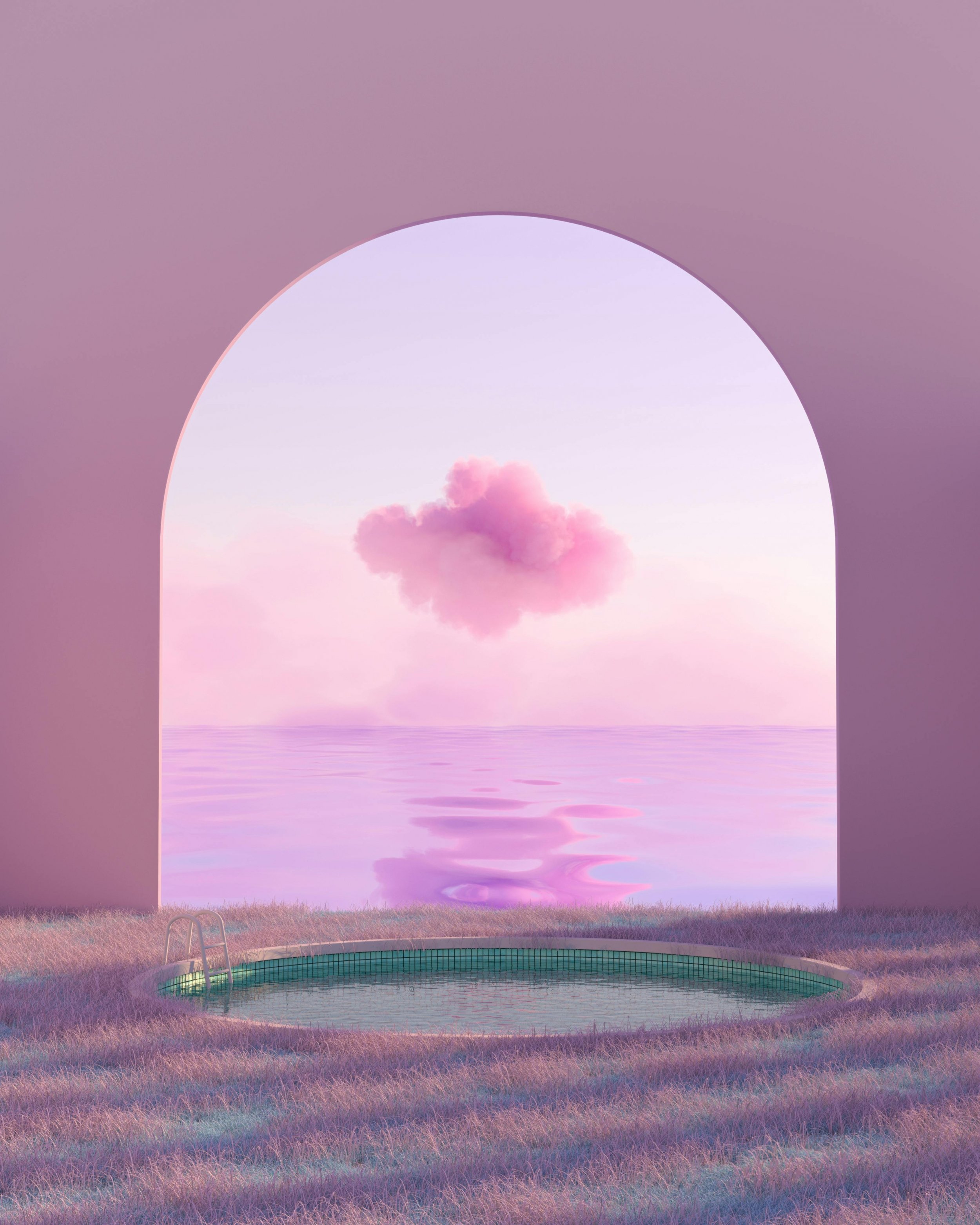 2500x3125 Pink 3D Digital Art Archway Clouds