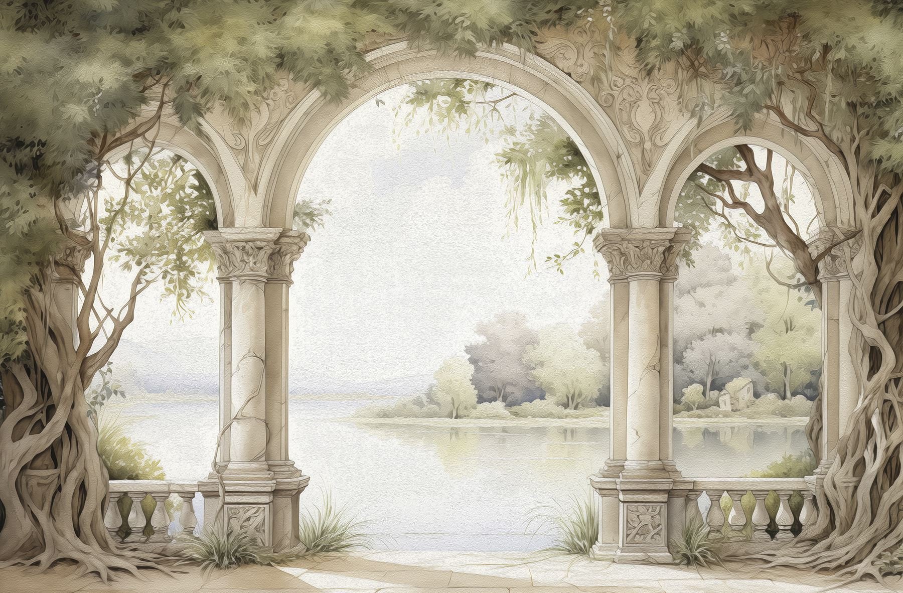 1800x1182 Wall Mural Photo Wallpaper Drawing in oil style of arch w02976