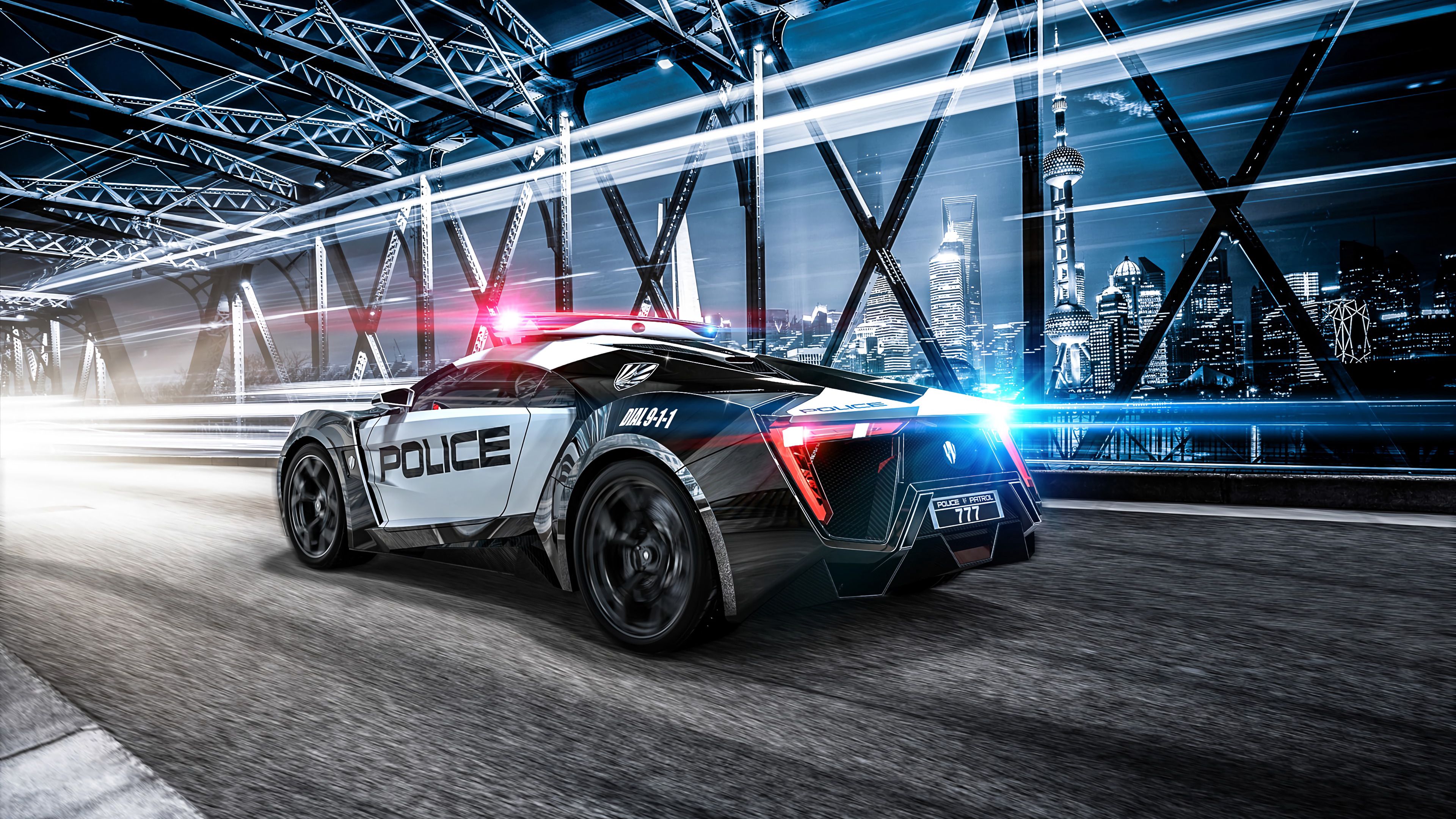 3840x2160 Download wallpaper 3840x2160 car, police, sportscar, supercar, lights 4k uhd 16:9 HD background