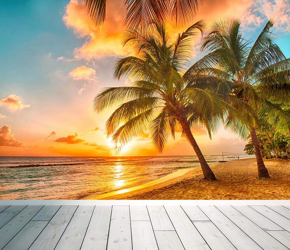 1000x864 Wallpaper Photo Wallpaper Wall Mural Tropical Beach Wall Mural Photo Wallpaper Sunset Palm Trees Paradise, 3D Wallpaper : Amazon.co.uk: DIY & Tools