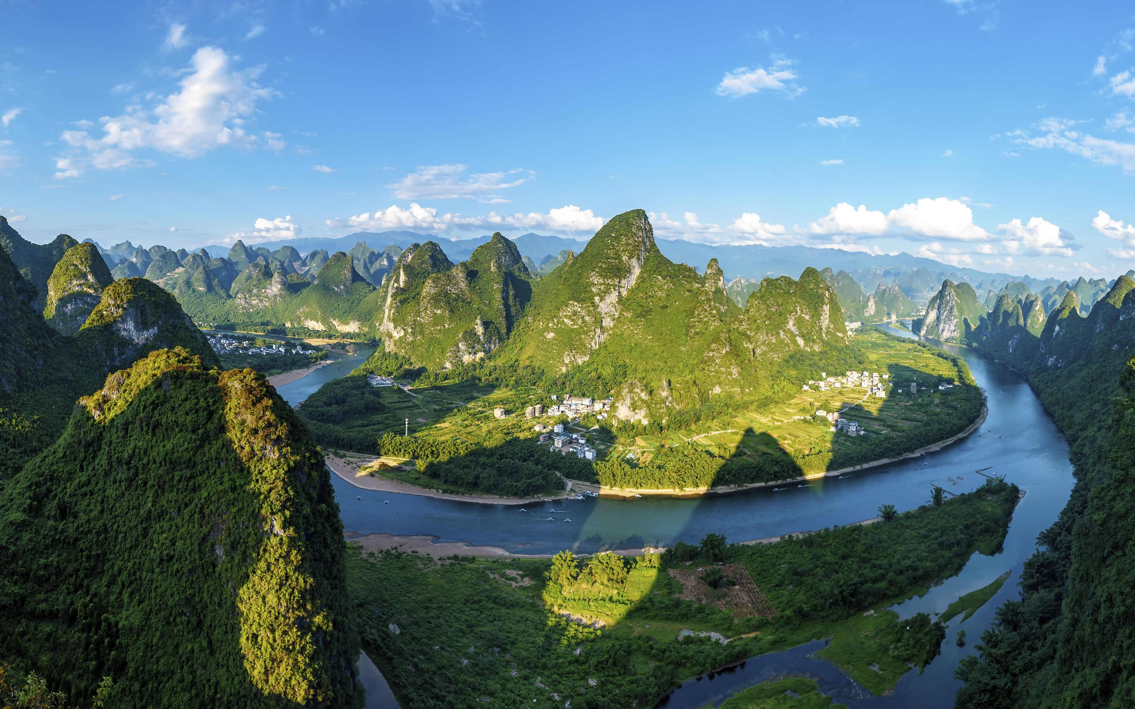 3840x2400 China Guilin Yangshuo landscape panorama