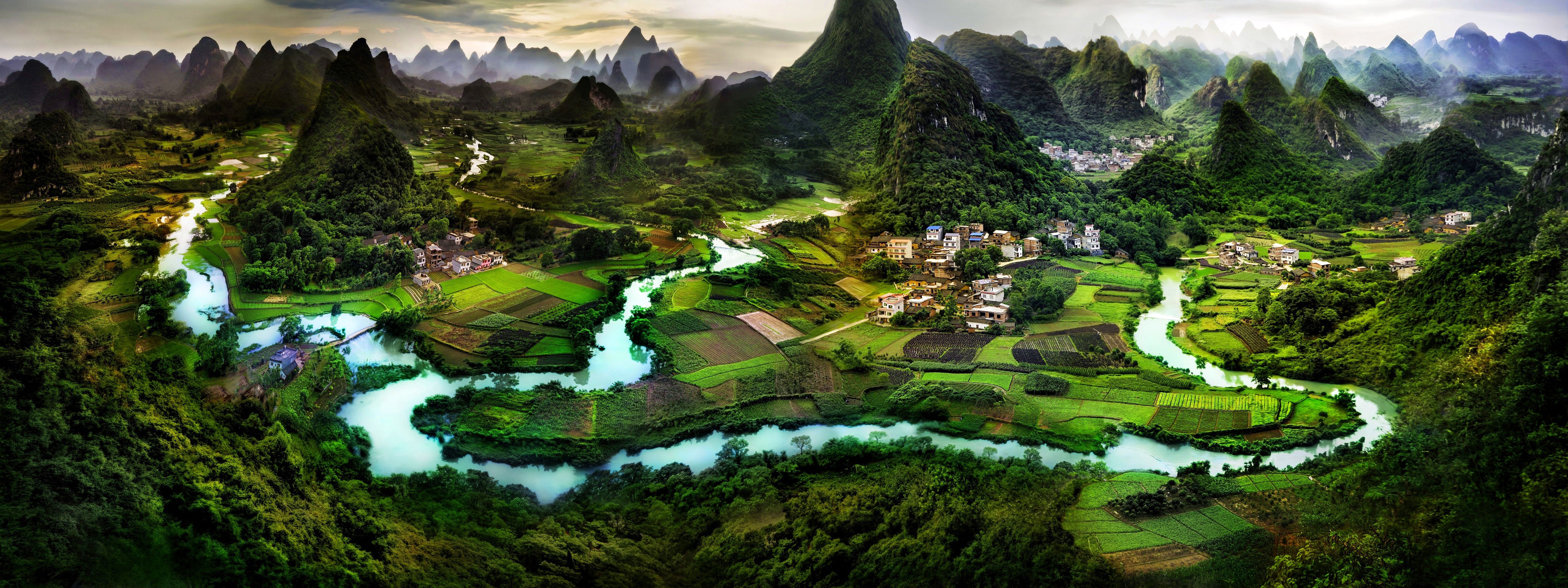 5600x2100 Yangshuo County Wallpaper Free High Quality Background