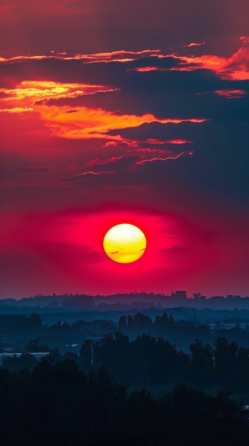 816x1456 Free Fiery Sunset Glow Image, Red, Glow
